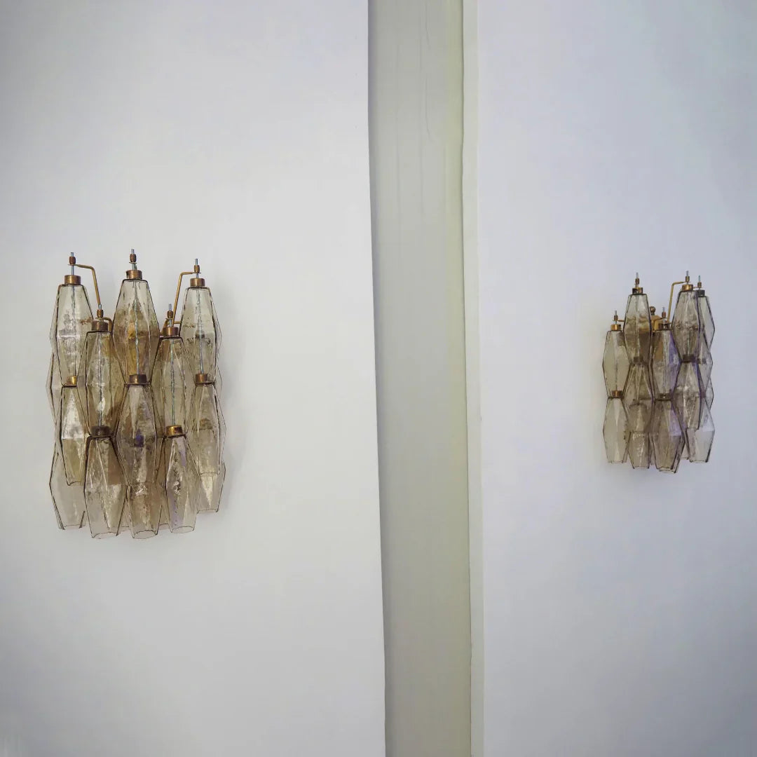 Murano Poliedri Smoked Glass Wall Sconces 9.8"