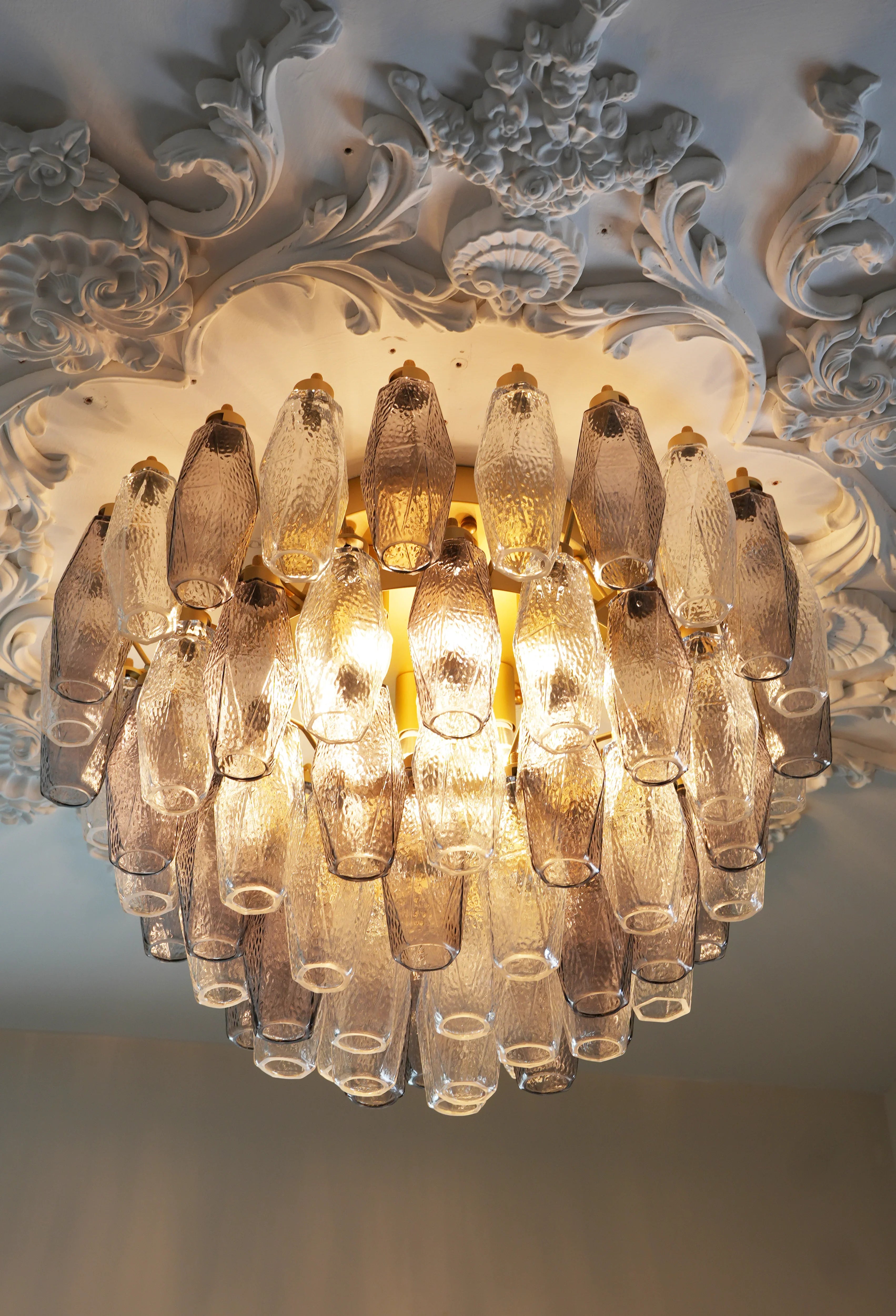 Murano Poliedri Transparent Smoked Ceiling Light 23.6"