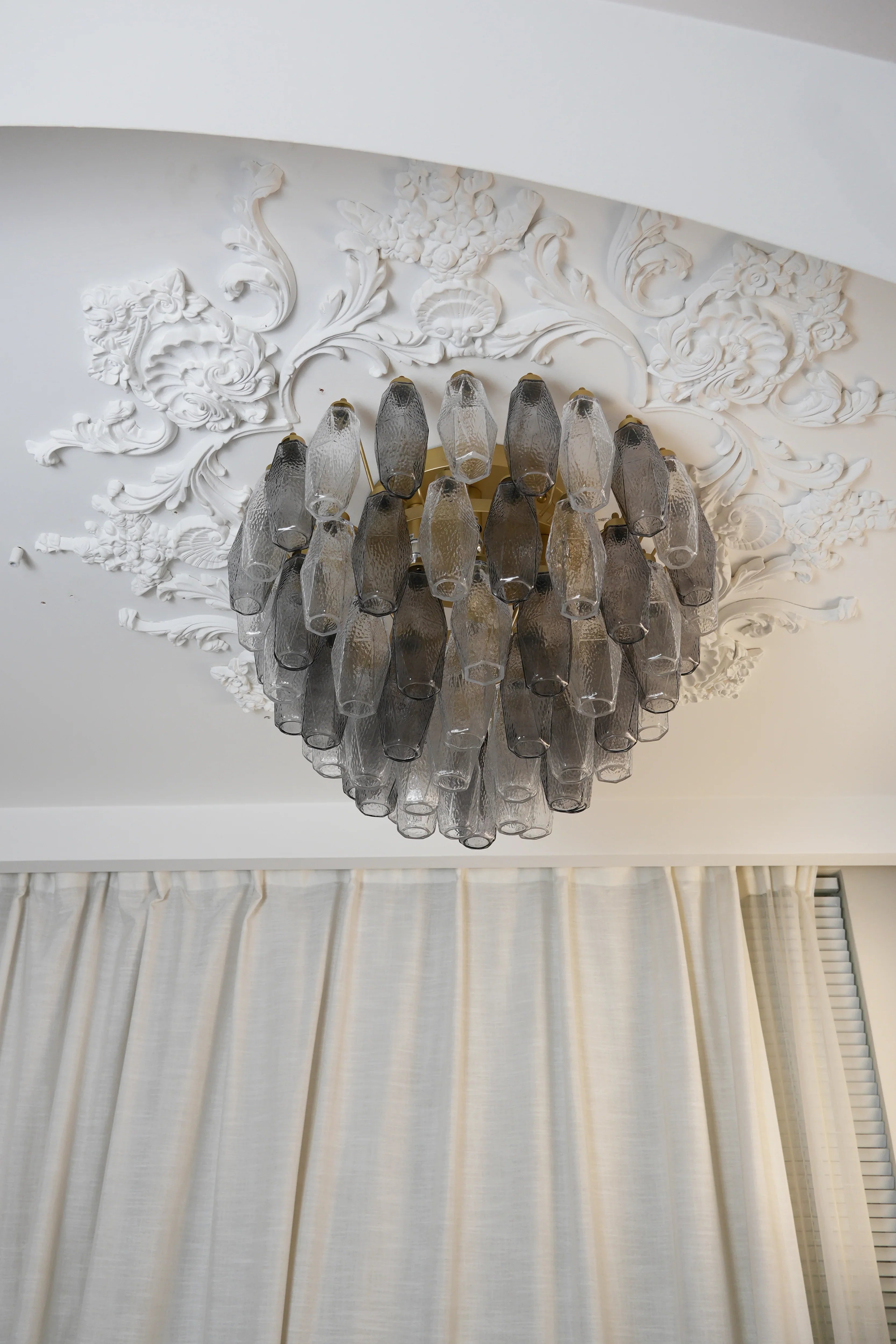 Murano Poliedri Transparent Smoked Ceiling Light 23.6"