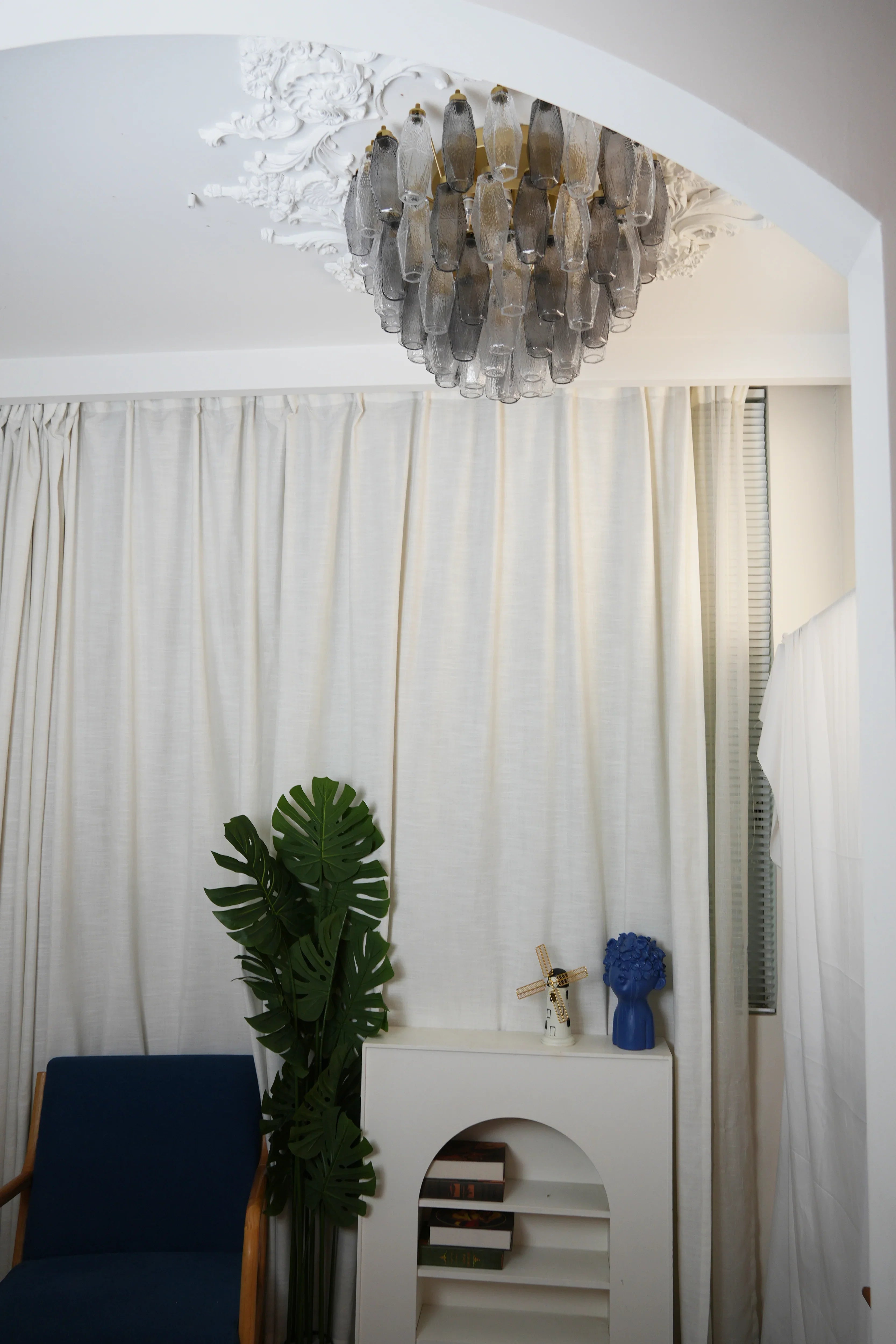 Murano Poliedri Transparent Smoked Ceiling Light 23.6"