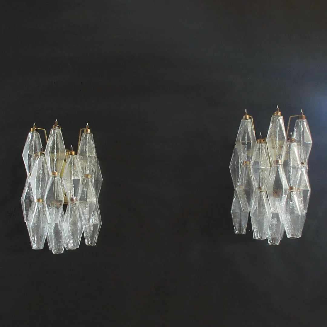 Murano Poliedri Transparent Glass Wall Sconces 9.8"