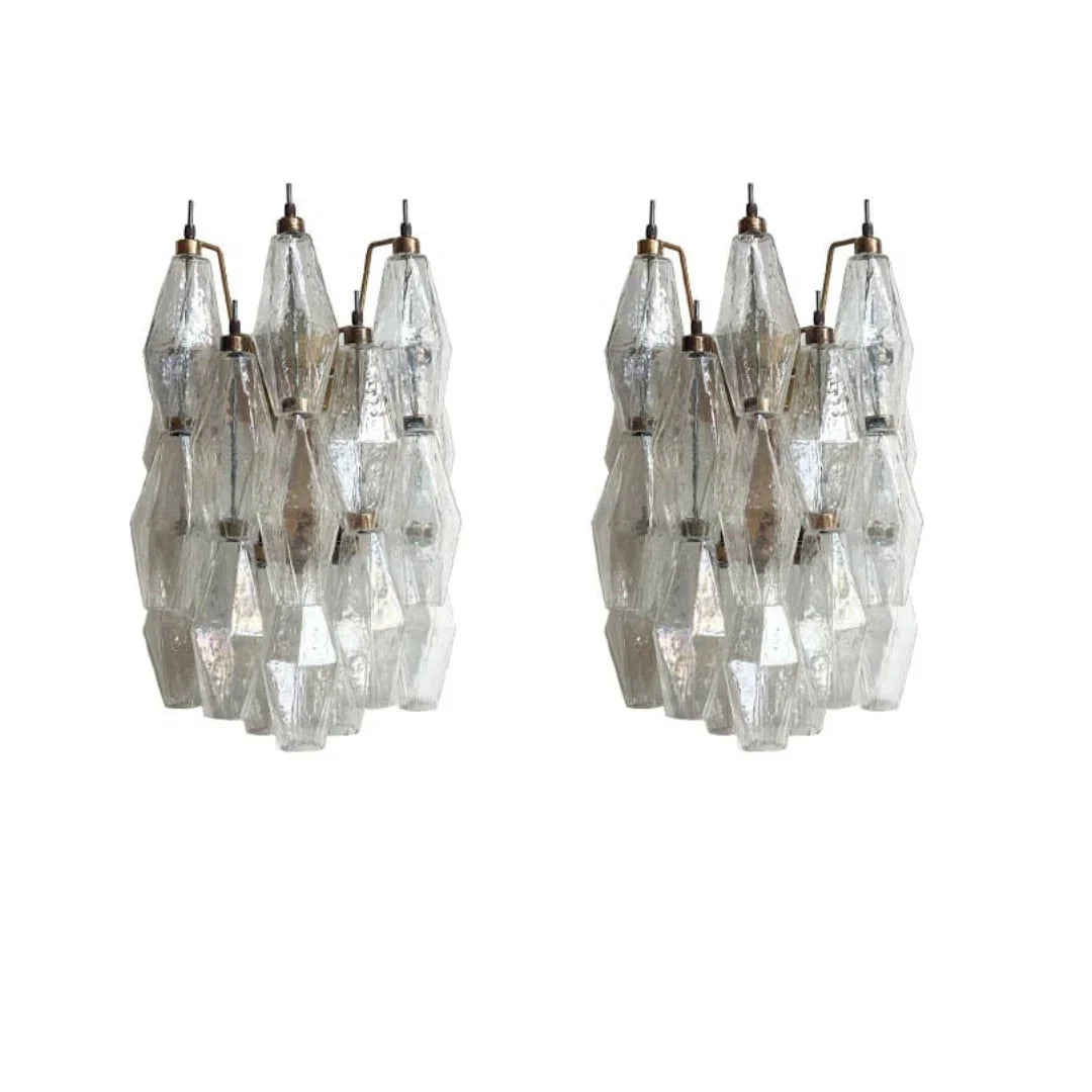 Murano Poliedri Transparent Glass Wall Sconces 9.8"