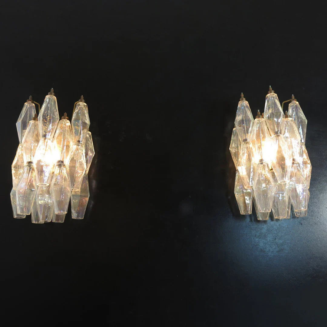Murano Poliedri Transparent Glass Wall Sconces 9.8"