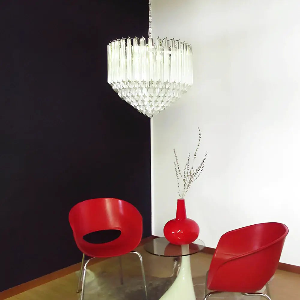 Murano Quadriedri Prisms Transparent Chandelier