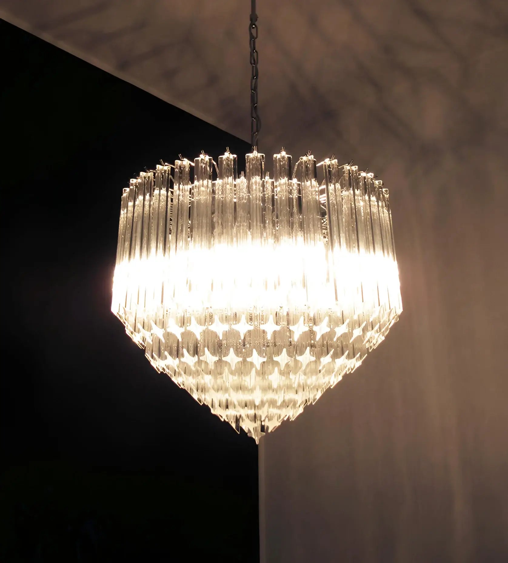 Murano Quadriedri Prisms Transparent Chandelier