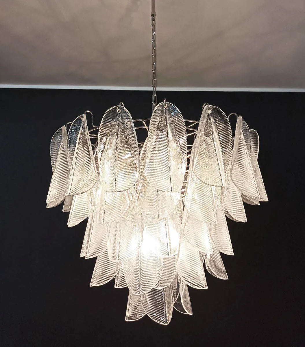 Murano Glass Leaves Transparent Chandelier