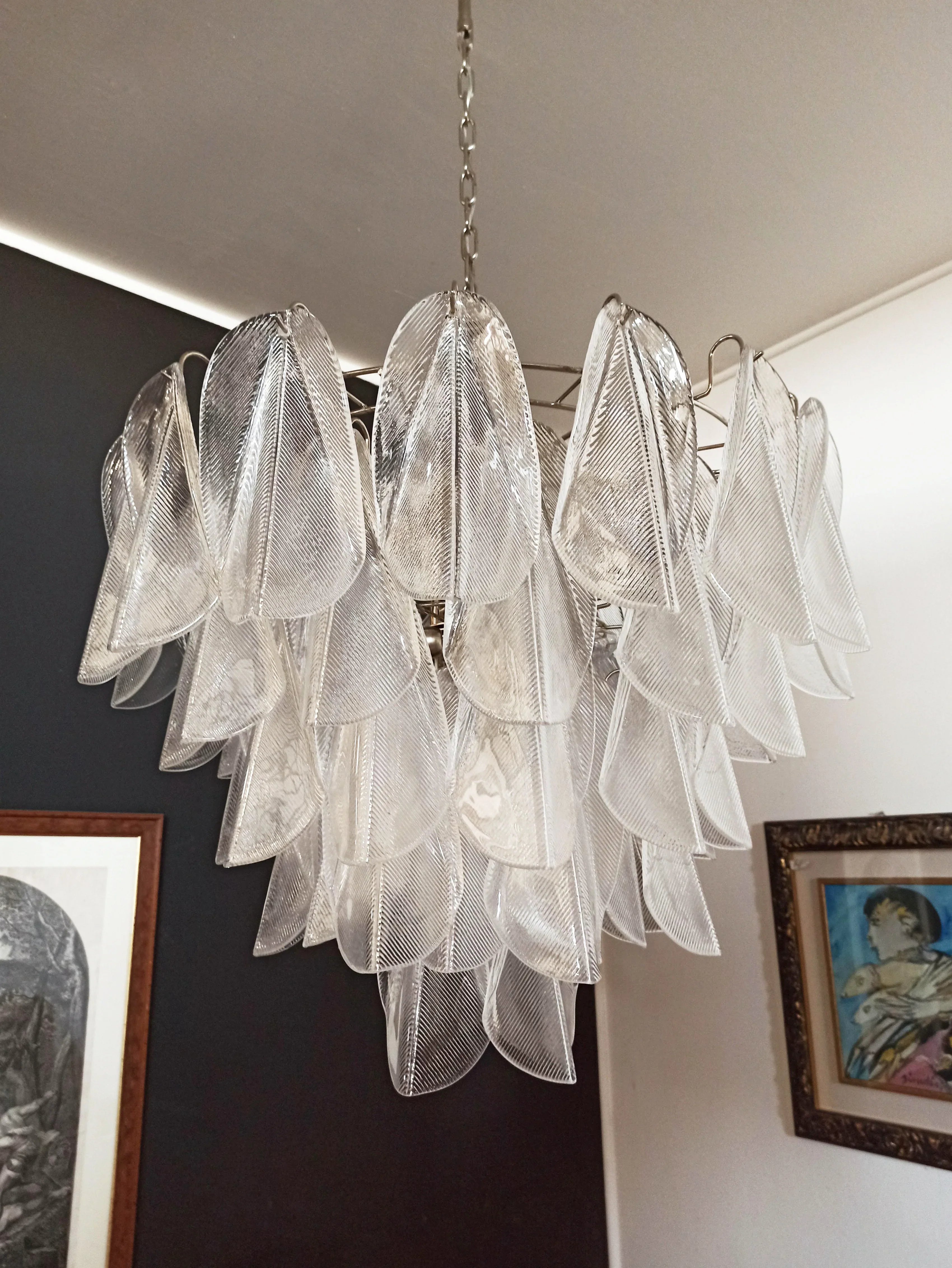 Murano Glass Leaves Transparent Chandelier
