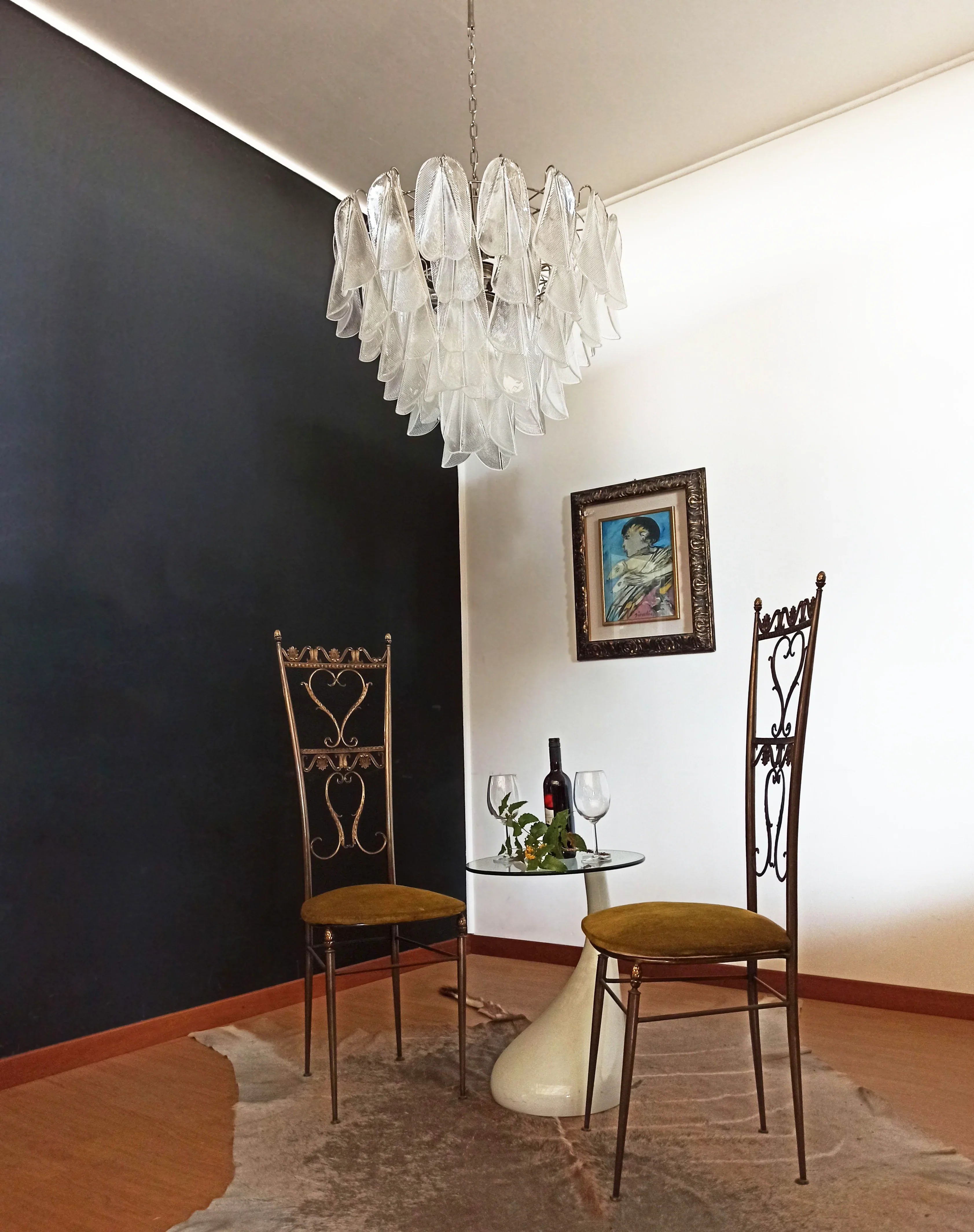 Murano Glass Leaves Transparent Chandelier