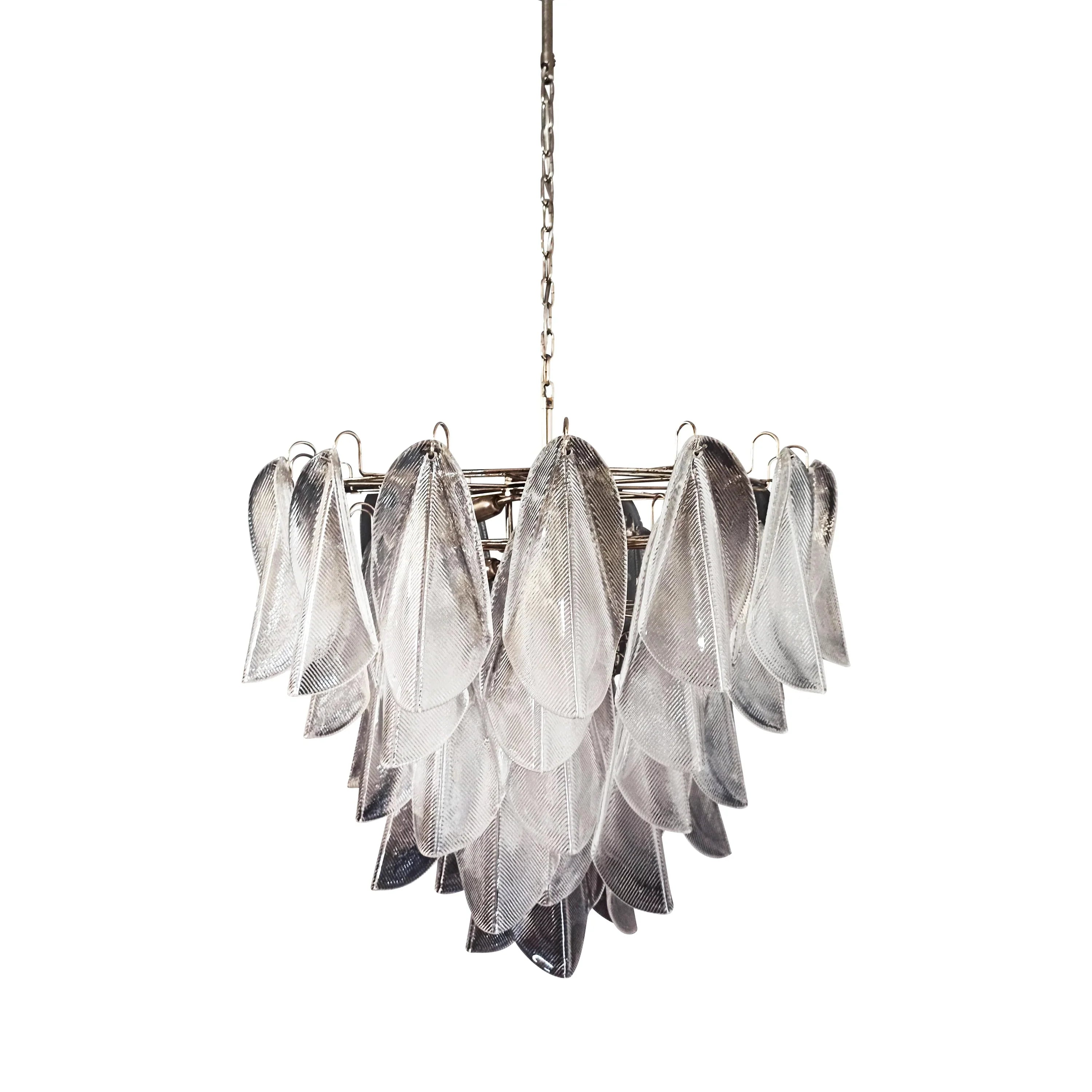 Murano Glass Leaves Transparent Chandelier