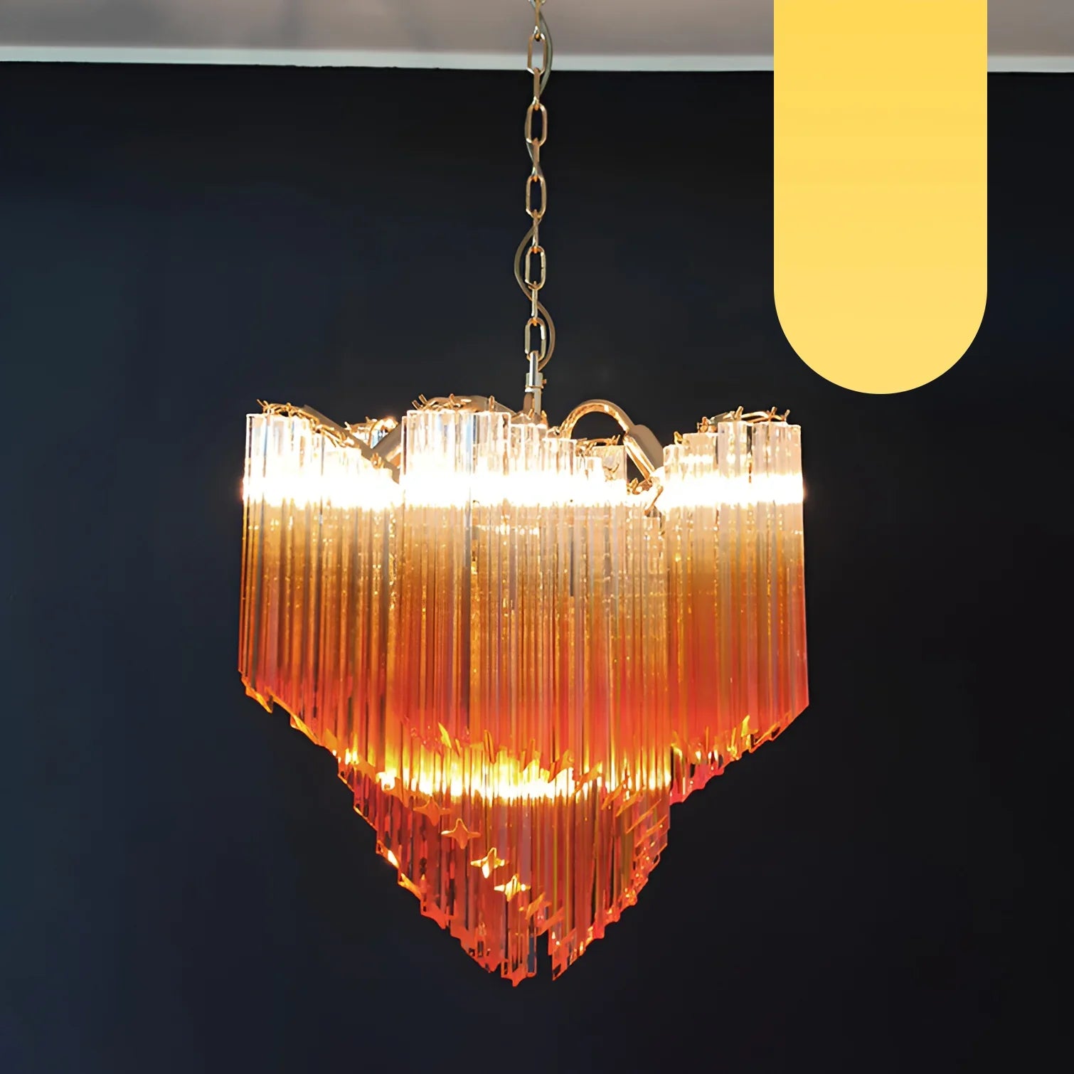 Murano Shaded Amber Prism Chandelier
