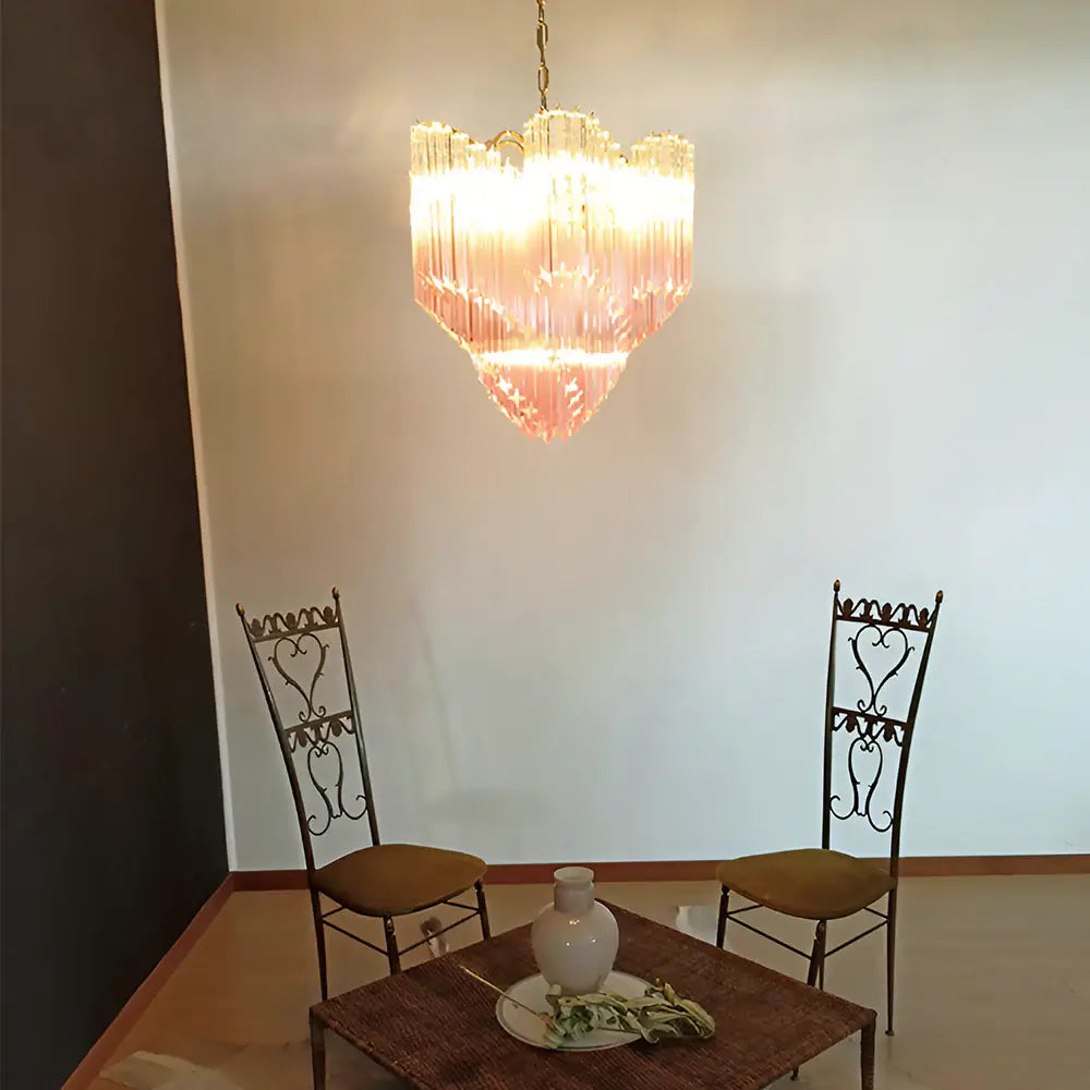 Murano Shaded Pink Prism Chandelier