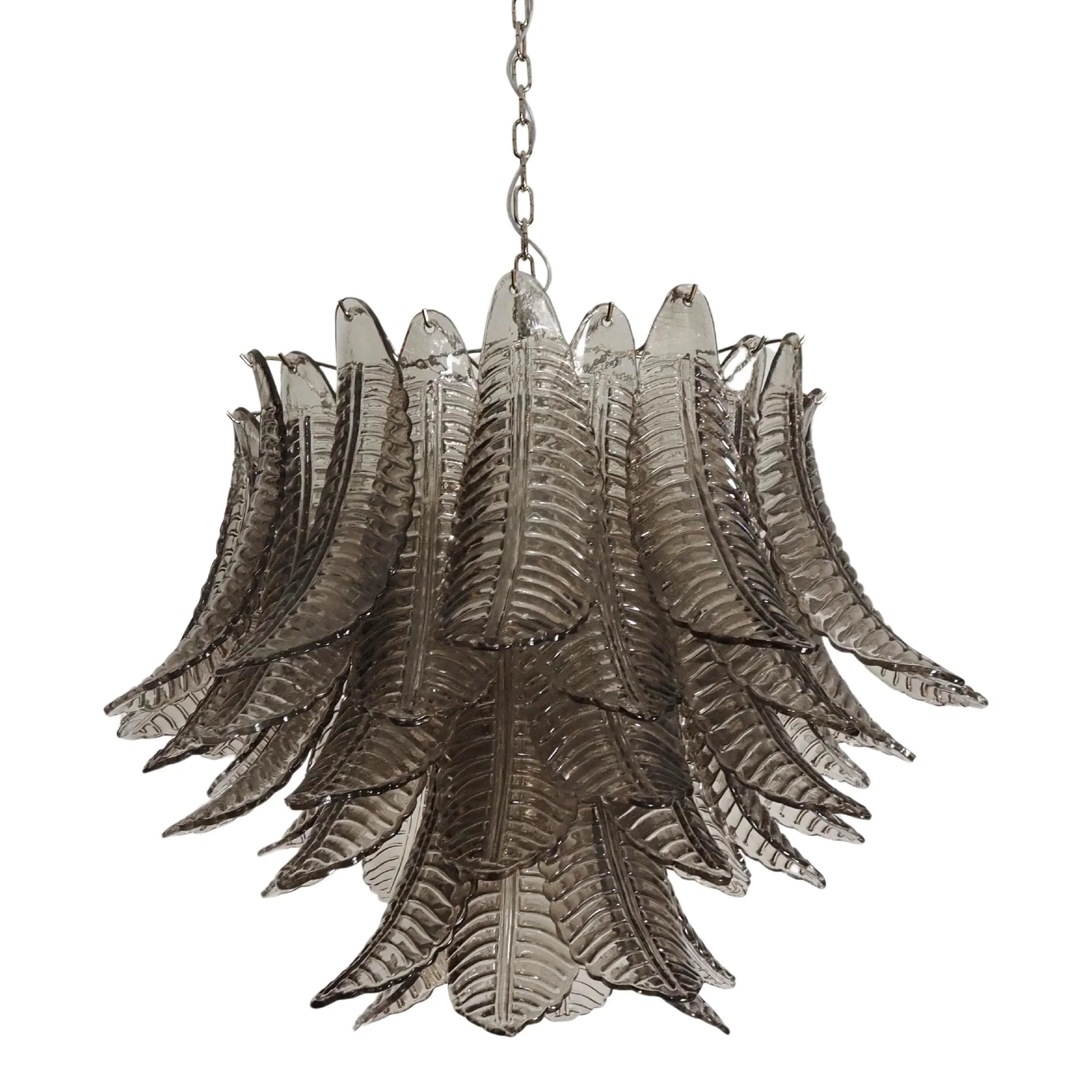 Murano Smoked Ferns Glass Chandelier 31.5"