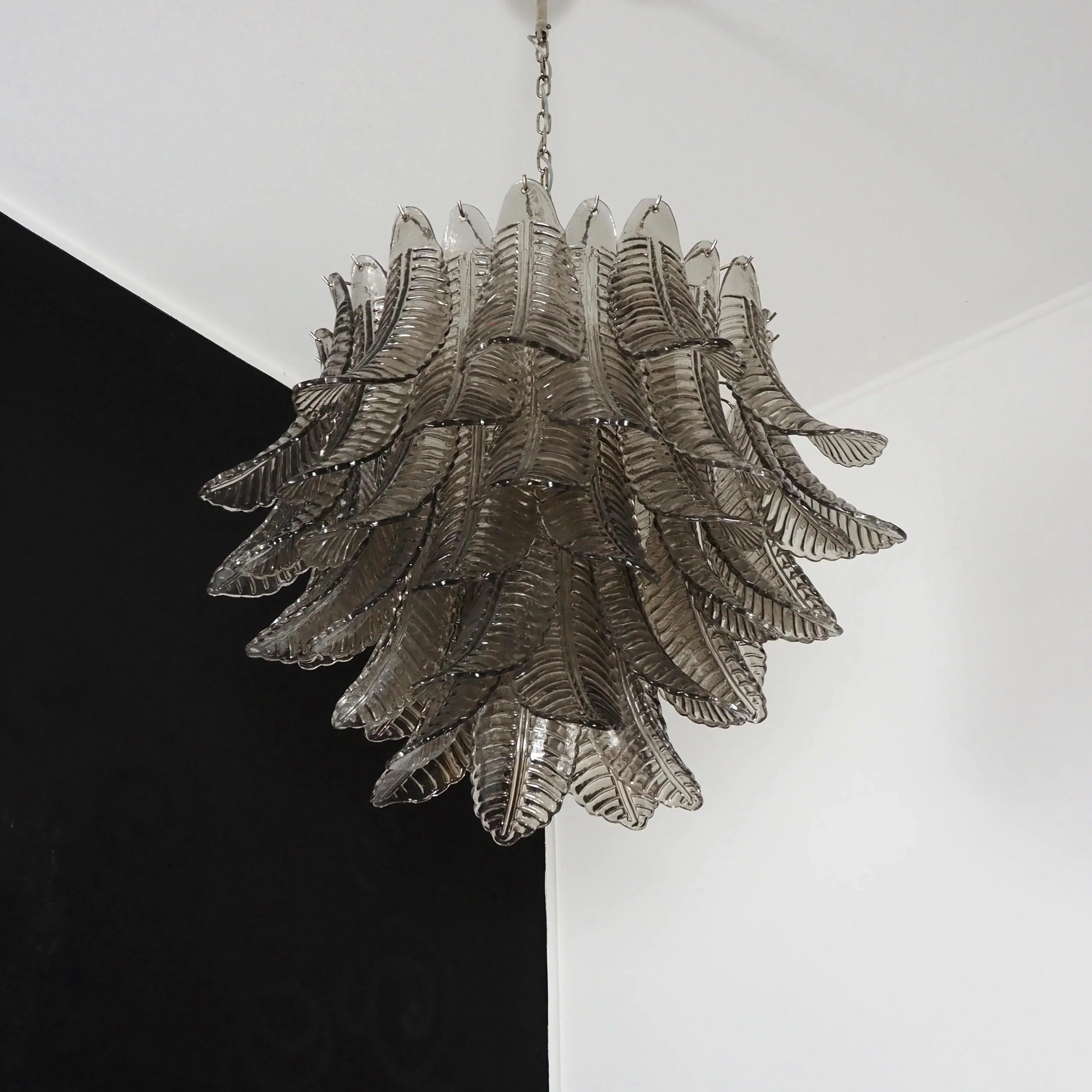 Murano Smoked Ferns Glass Chandelier 31.5"