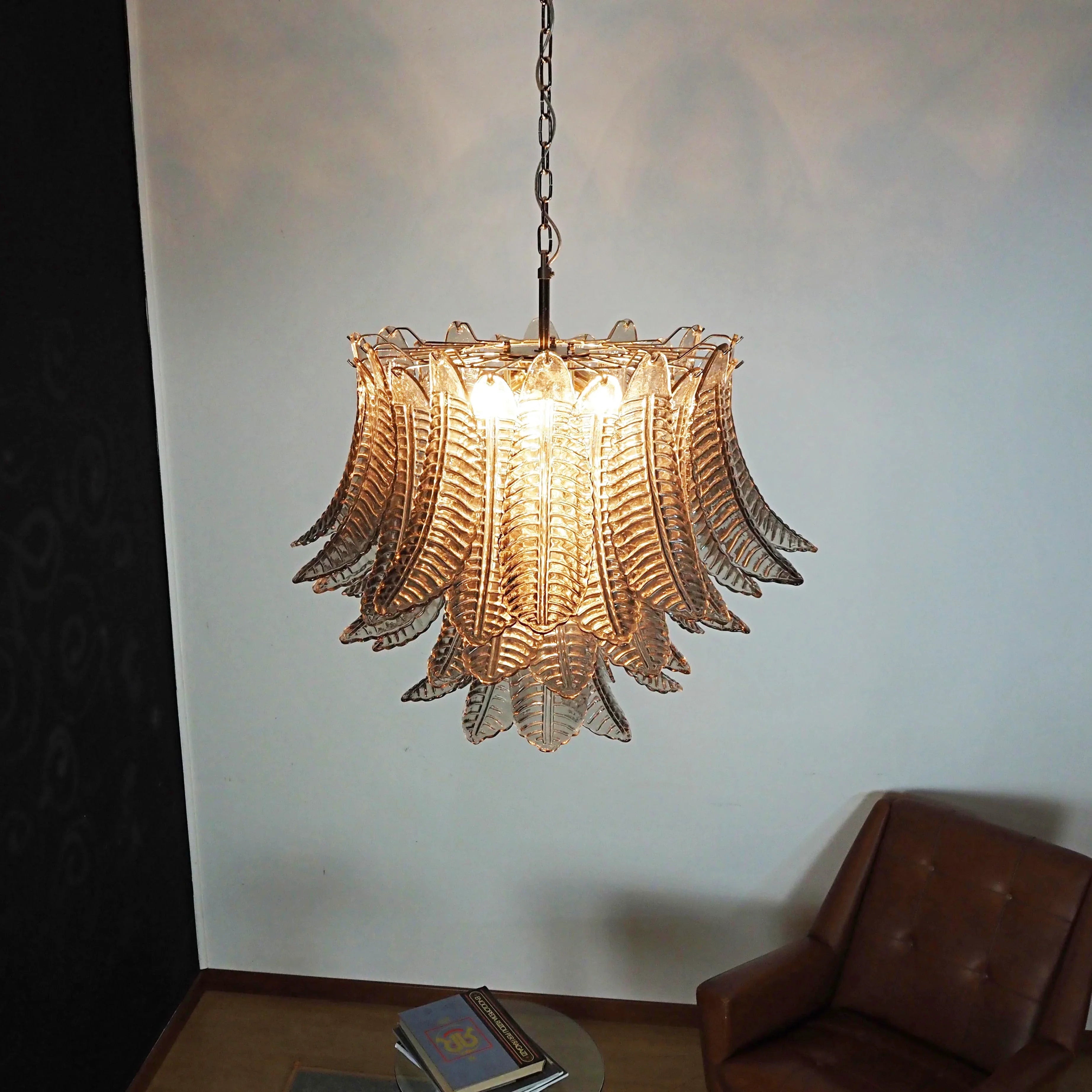 Murano Smoked Ferns Glass Chandelier 31.5"