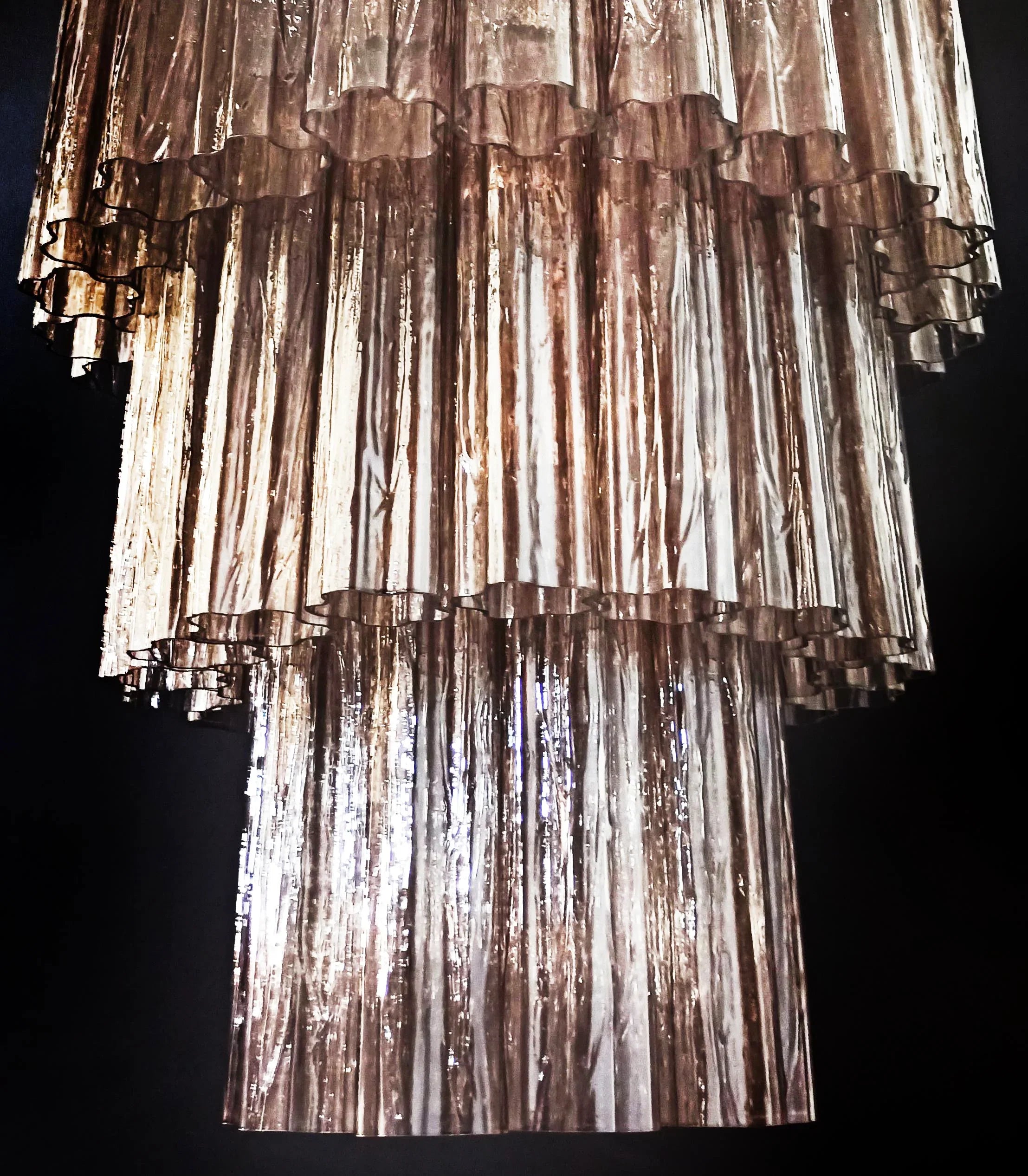 Murano Smoked Glass Tube Chandelier 25.6"