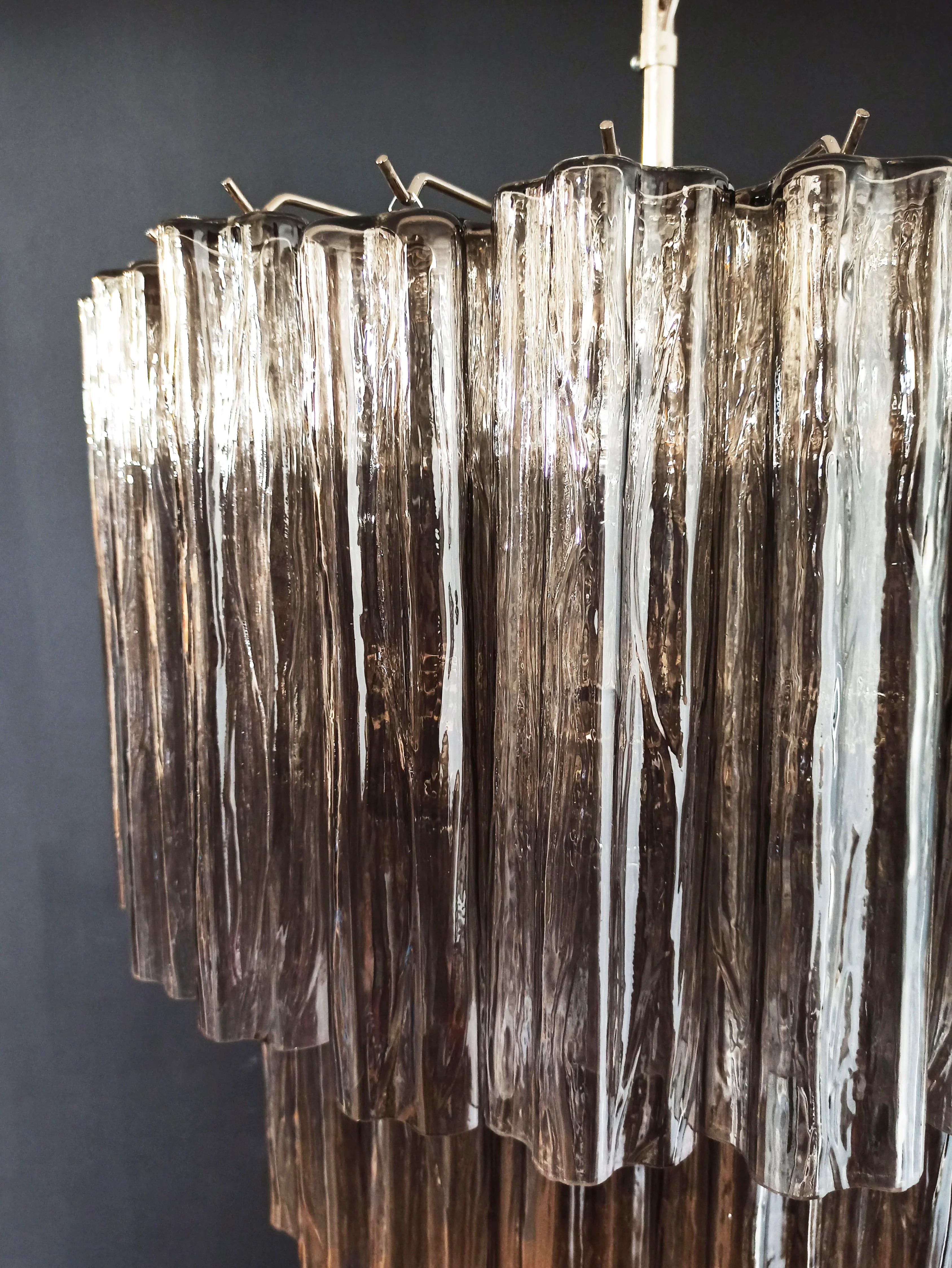 Murano Smoked Glass Tube Chandelier 25.6"