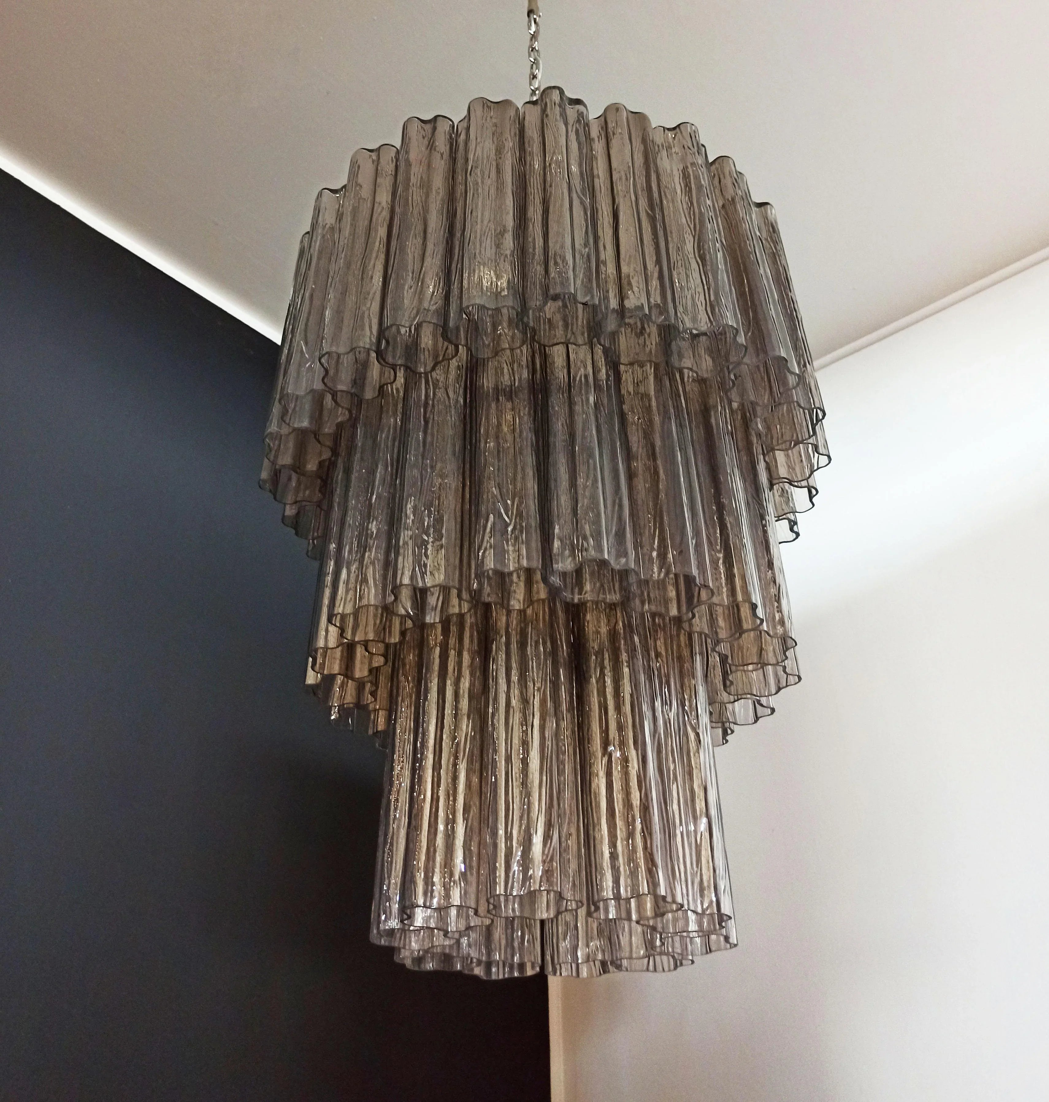 Murano Smoked Glass Tube Chandelier 25.6"