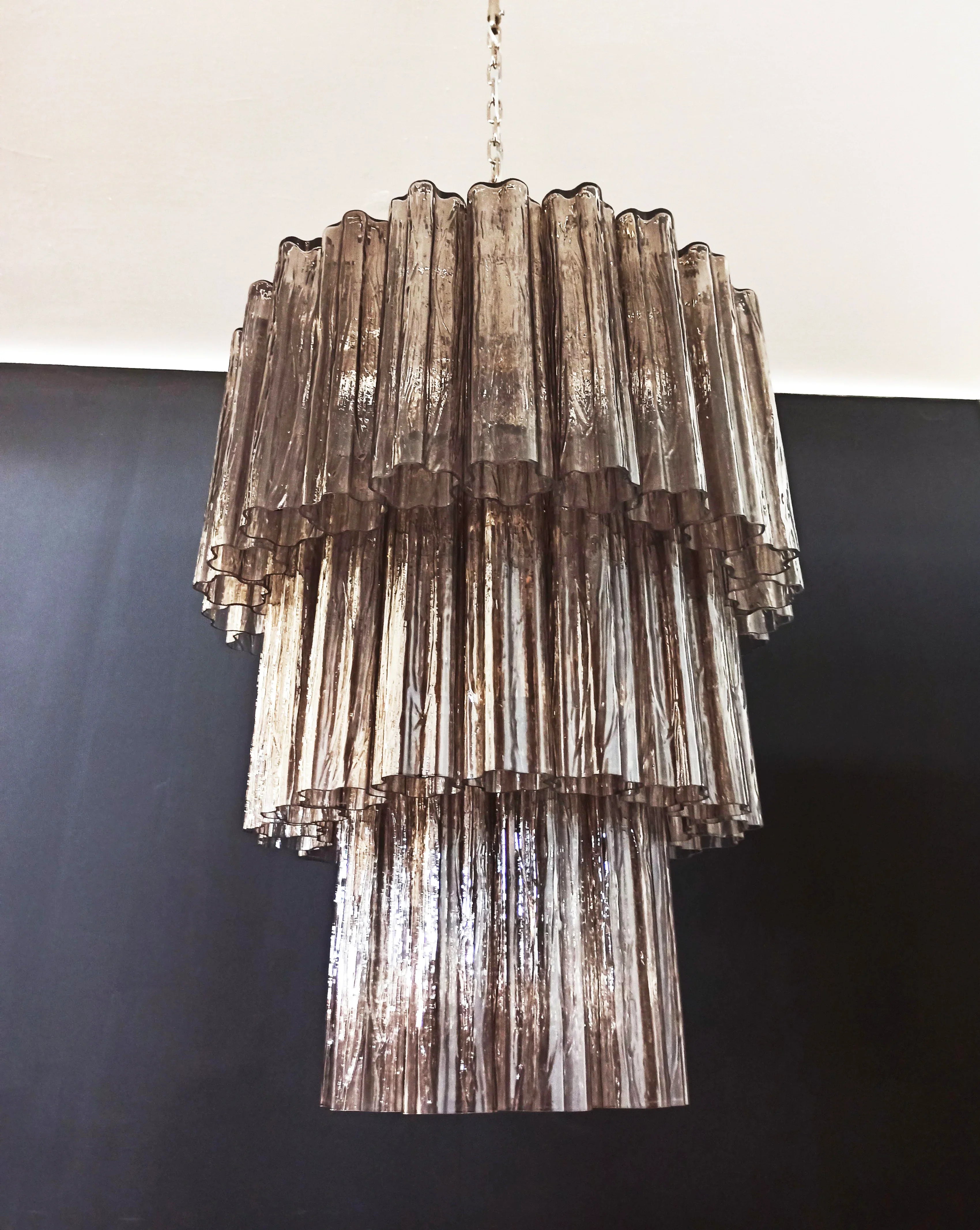 Murano Smoked Glass Tube Chandelier 25.6"