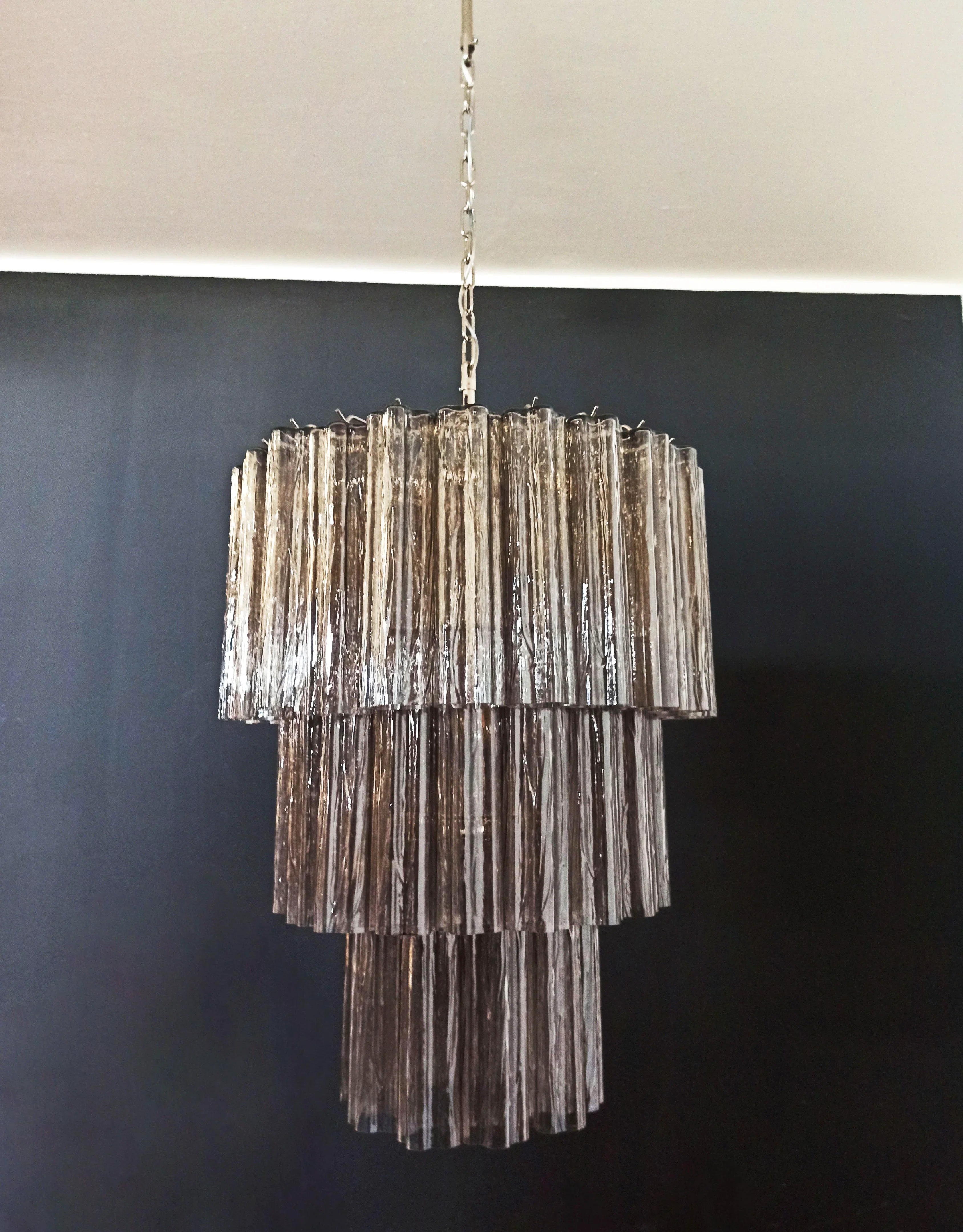 Murano Smoked Glass Tube Chandelier 25.6"