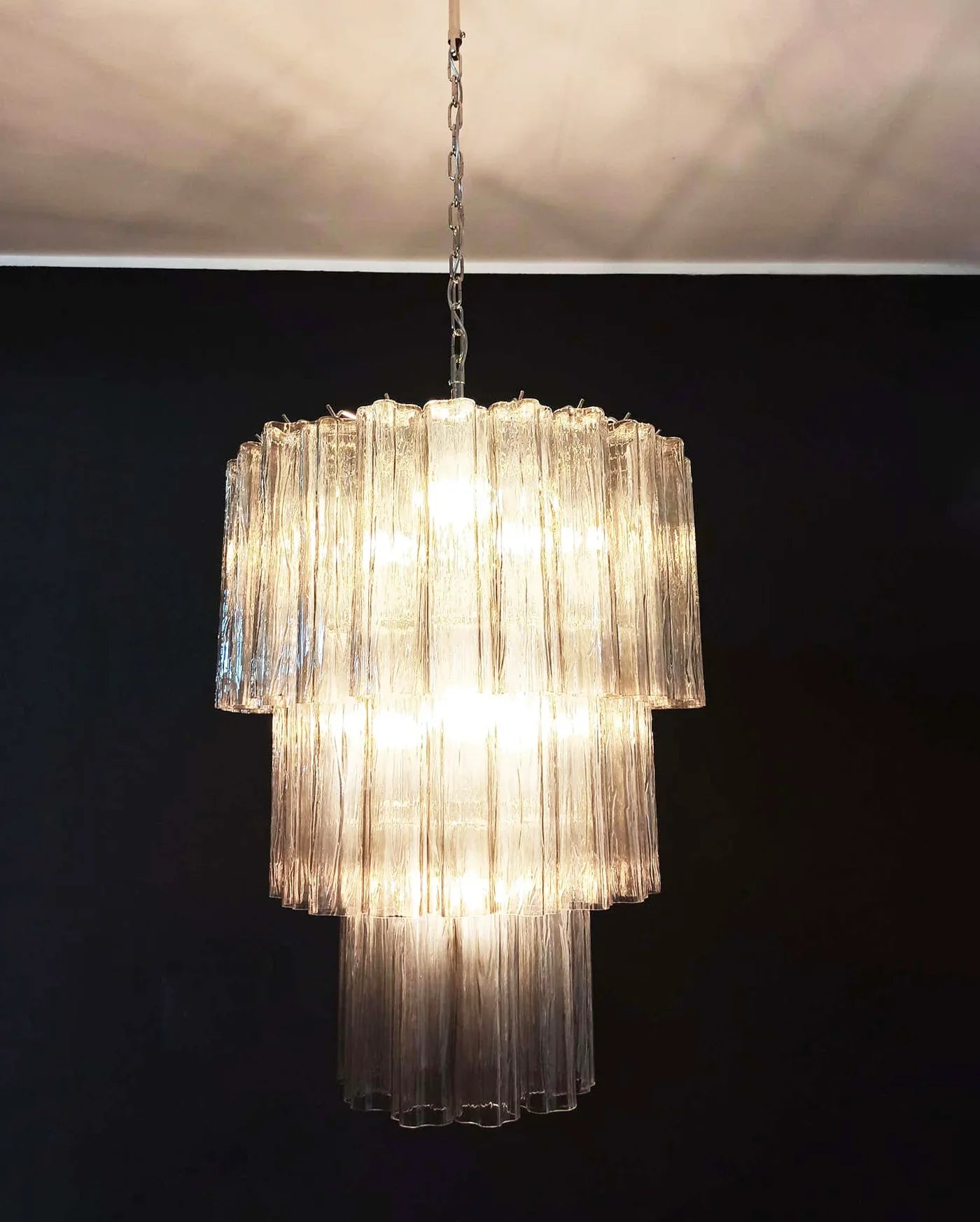 Murano Smoked Glass Tube Chandelier 25.6"