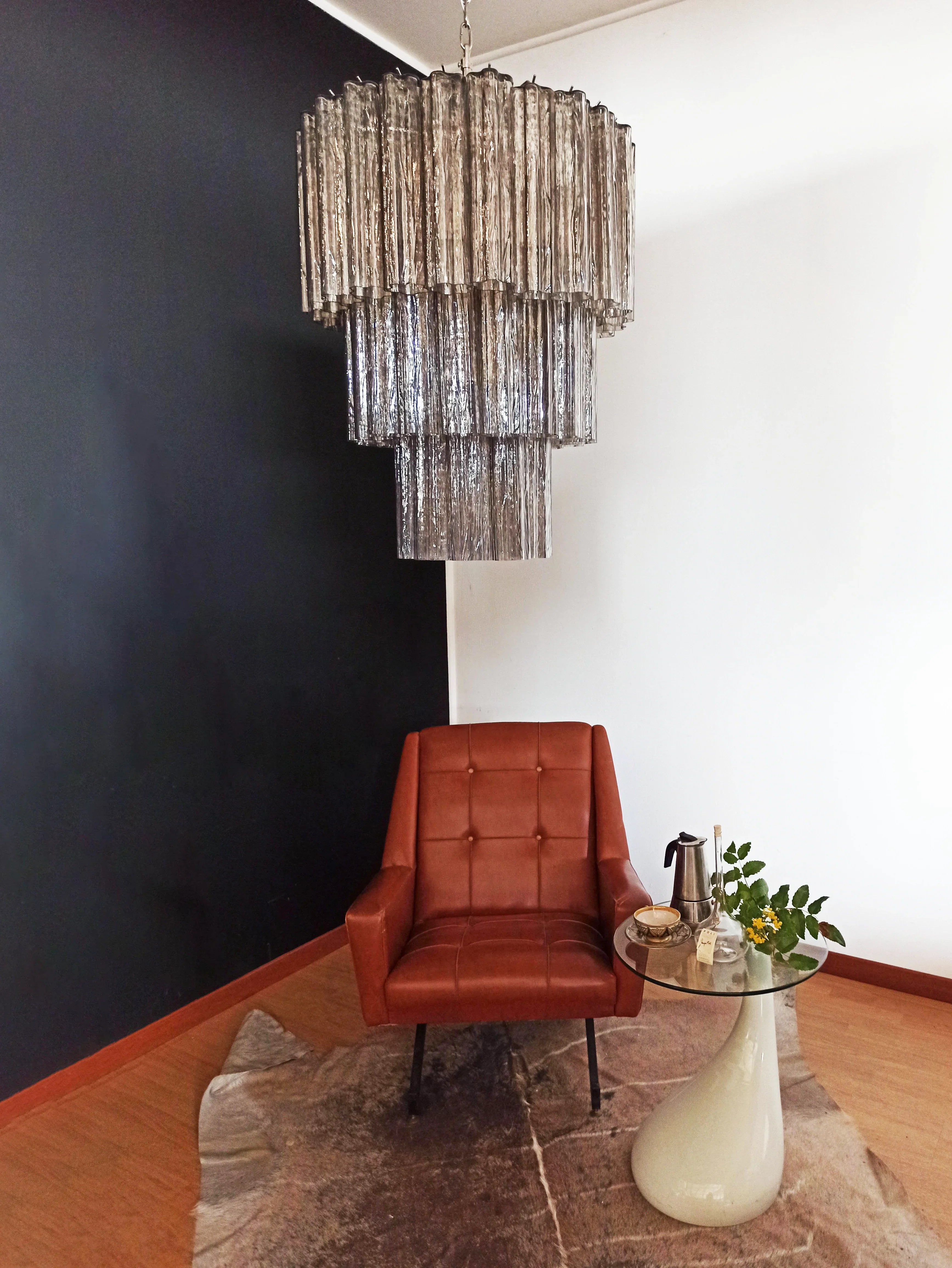 Murano Smoked Glass Tube Chandelier 25.6"