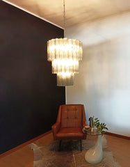 Murano Smoked Glass Tube Chandelier 25.6"