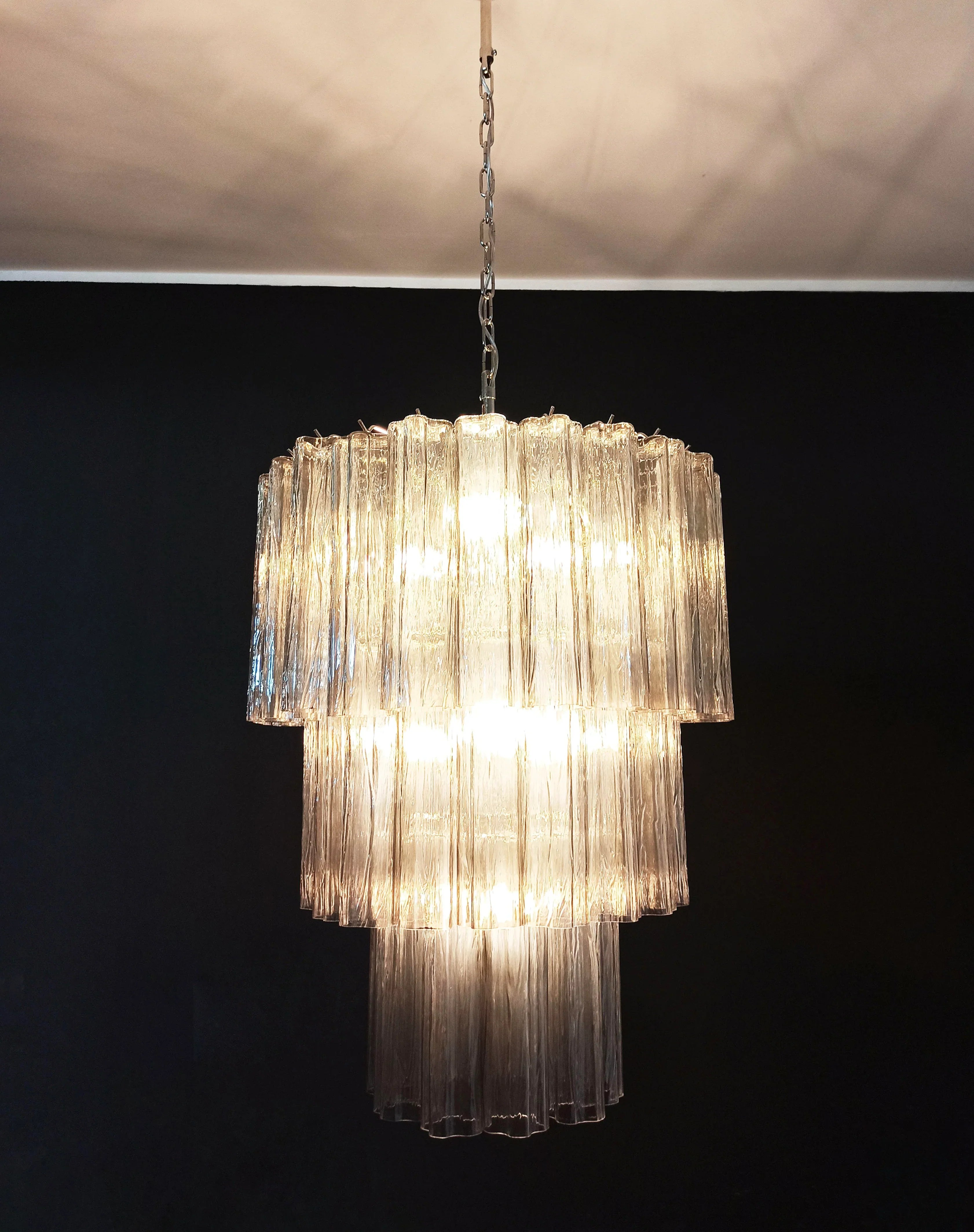 Murano Smoked Glass Tube Chandelier 25.6"