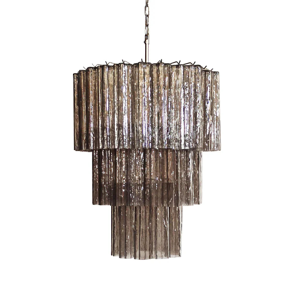 Murano Smoked Glass Tube Chandelier 25.6"