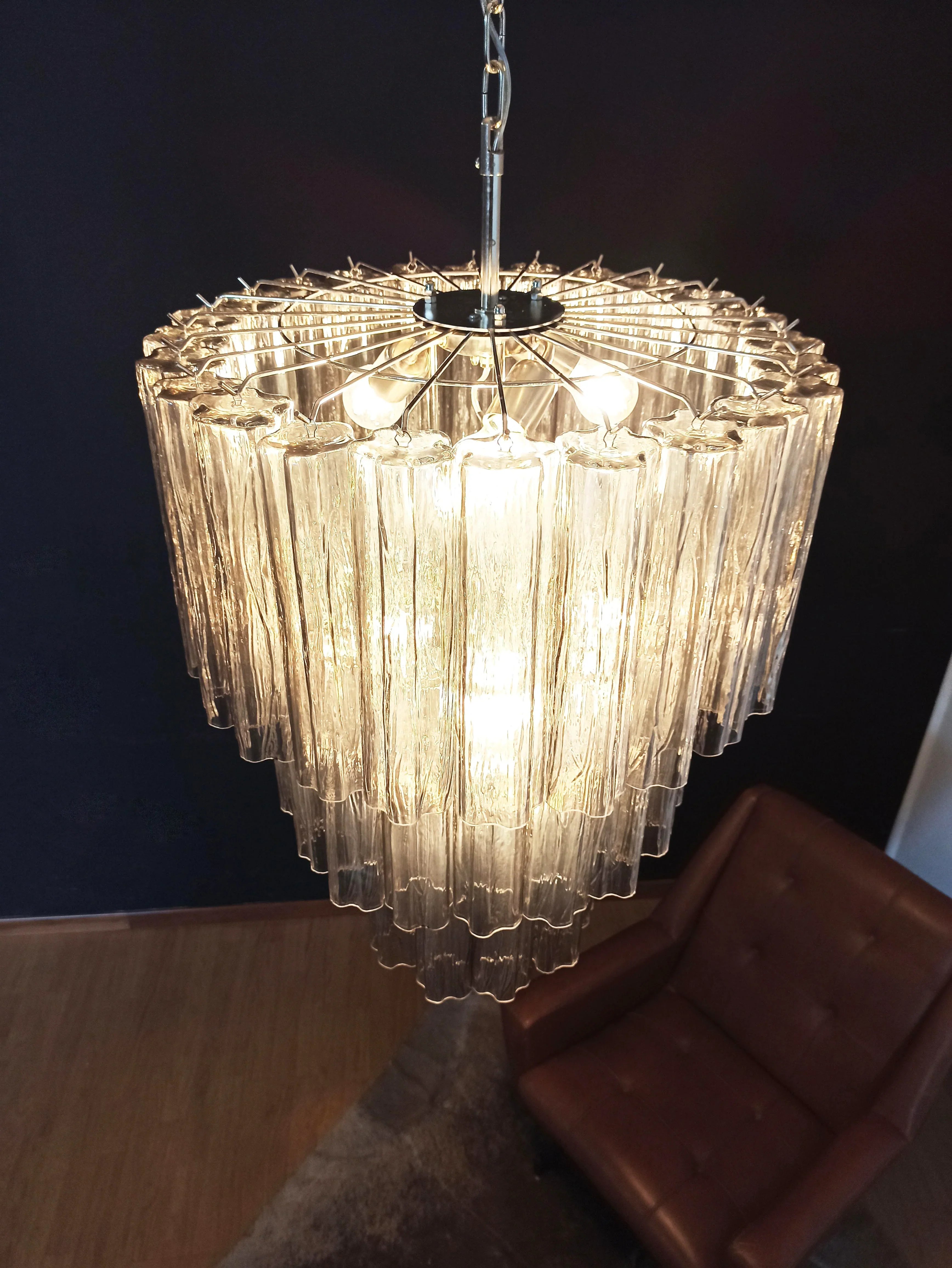 Murano Smoked Glass Tube Chandelier 25.6"