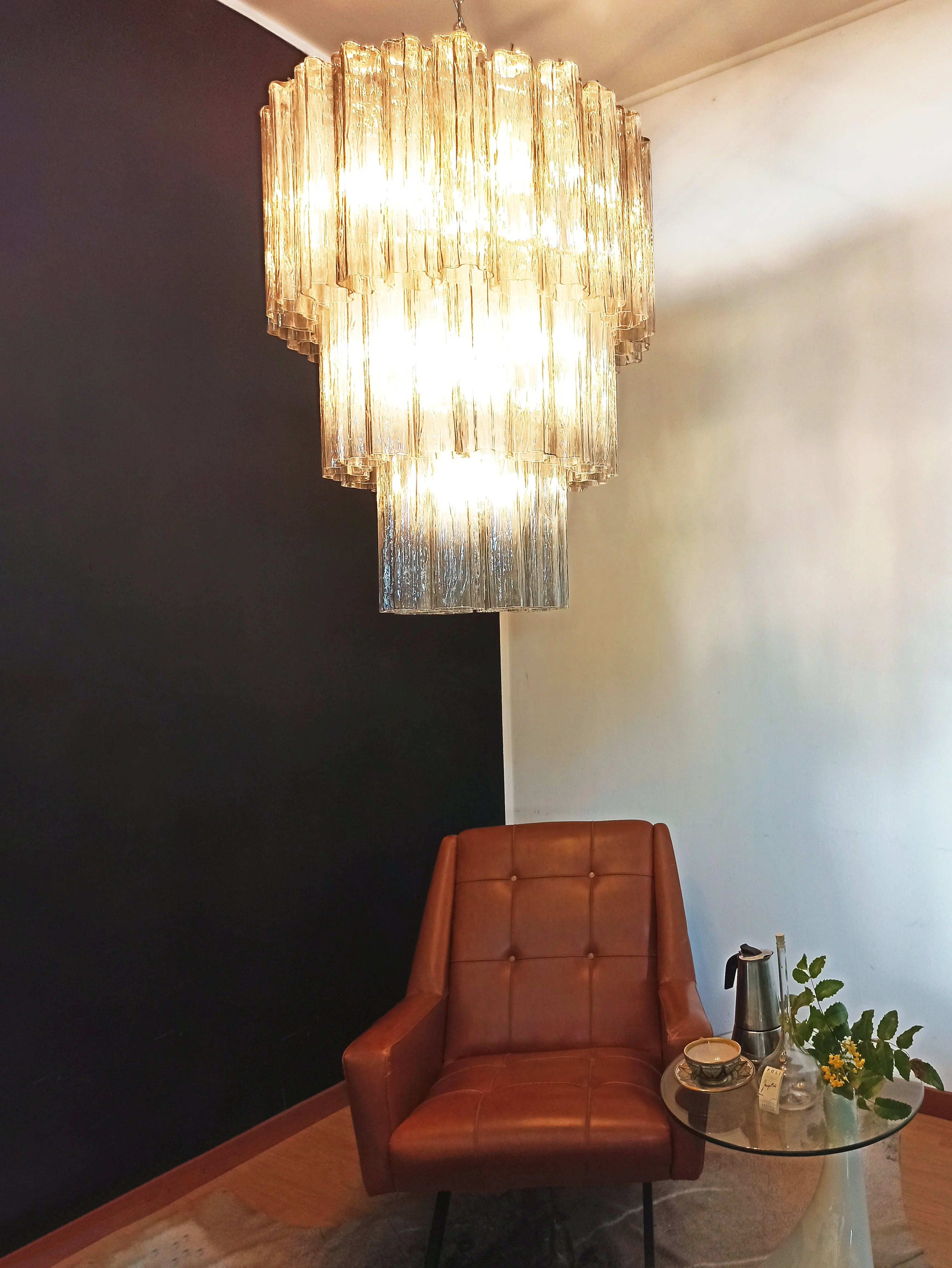 Murano Smoked Glass Tube Chandelier 25.6"