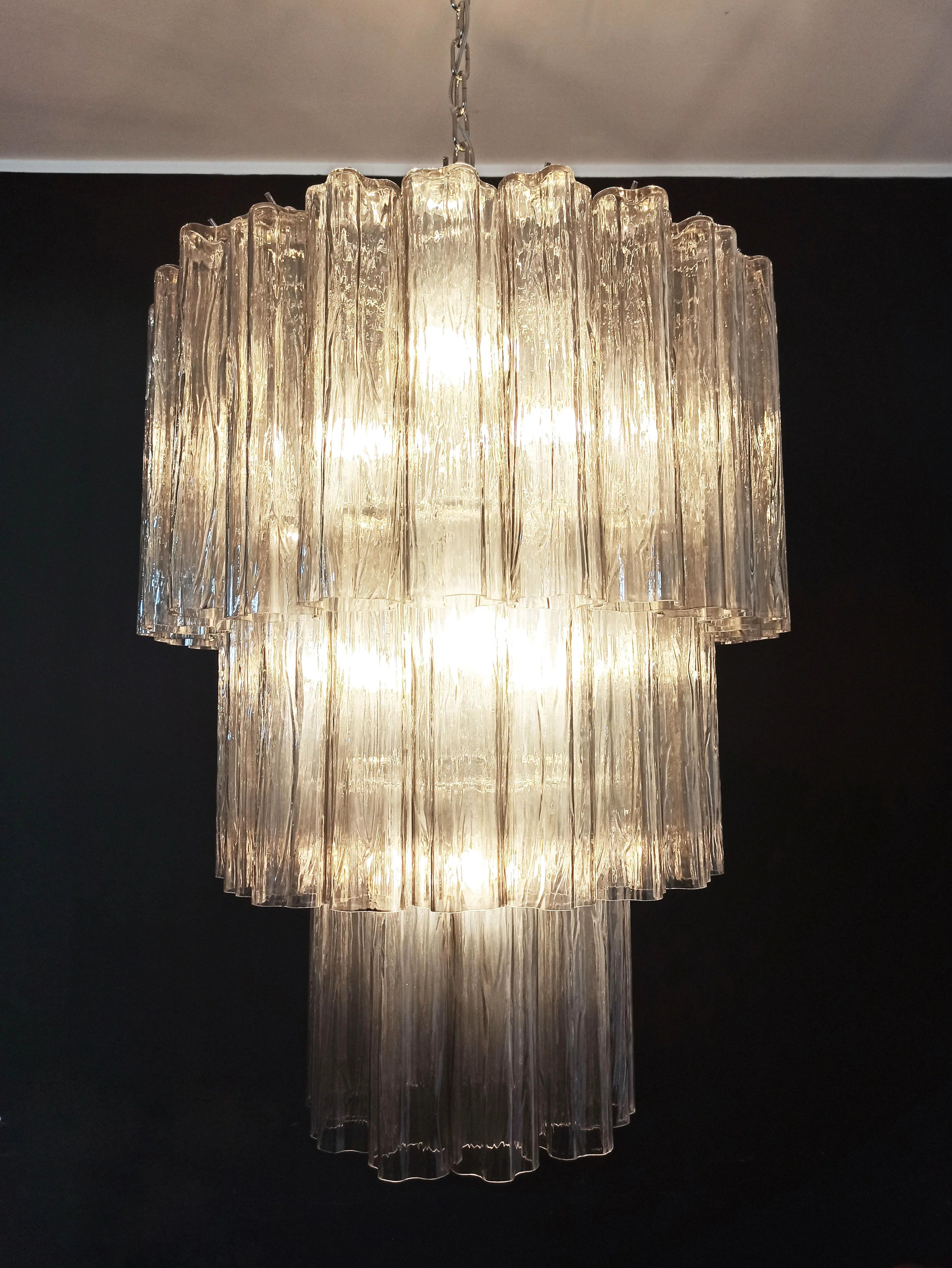 Murano Smoked Glass Tube Chandelier 25.6"
