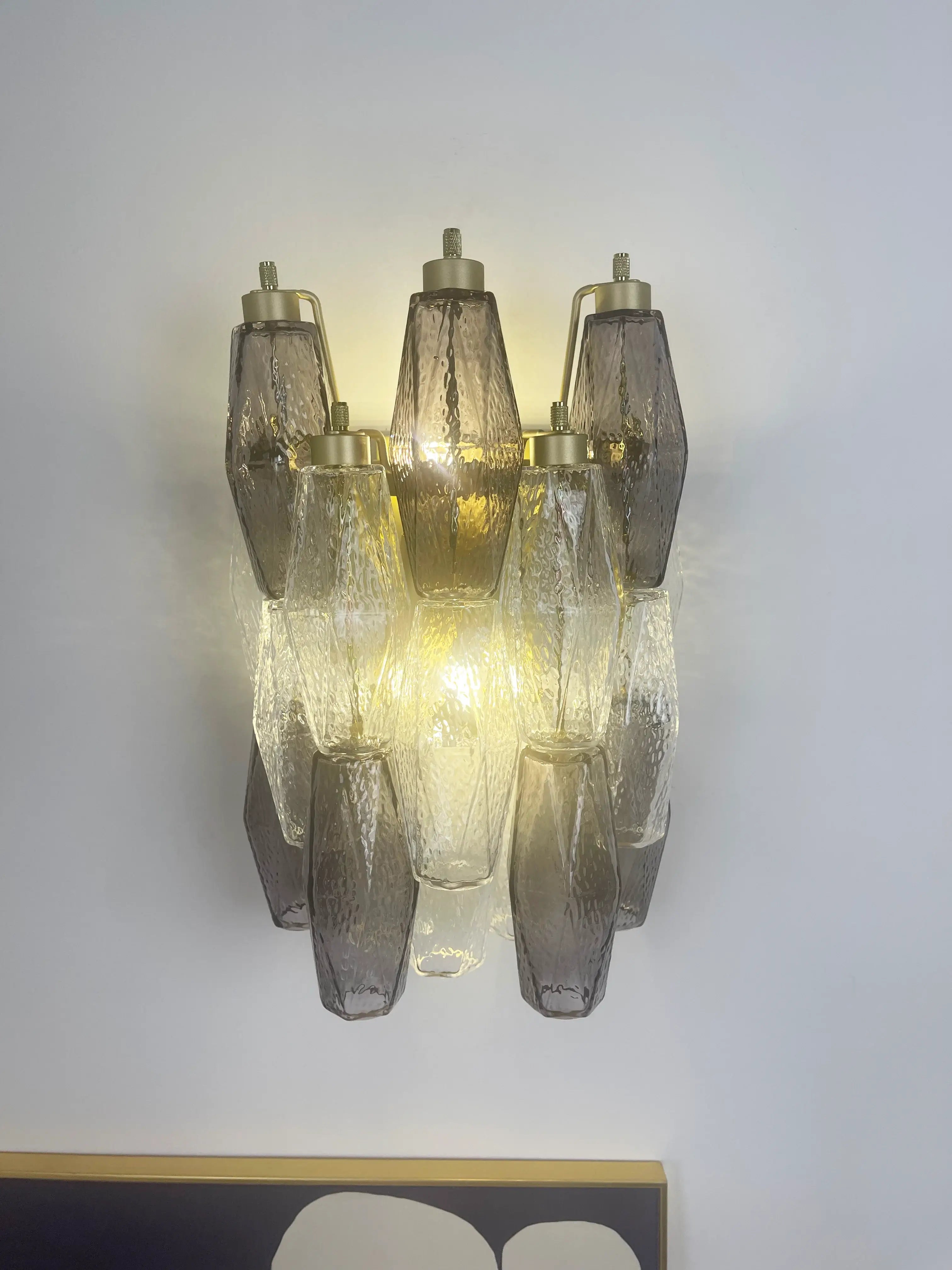 Murano Smoked Transparent Glass Wall Sconces 9.8"