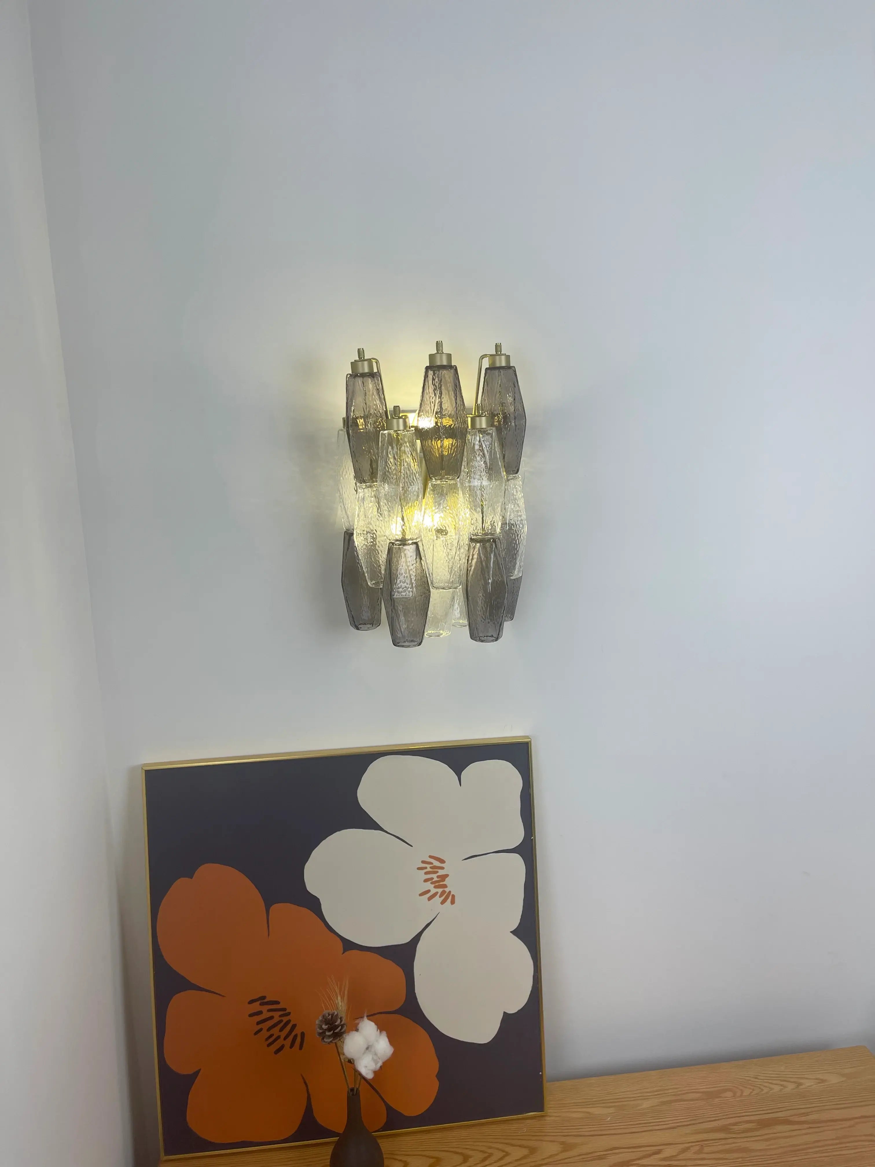 Murano Smoked Transparent Glass Wall Sconces 9.8"