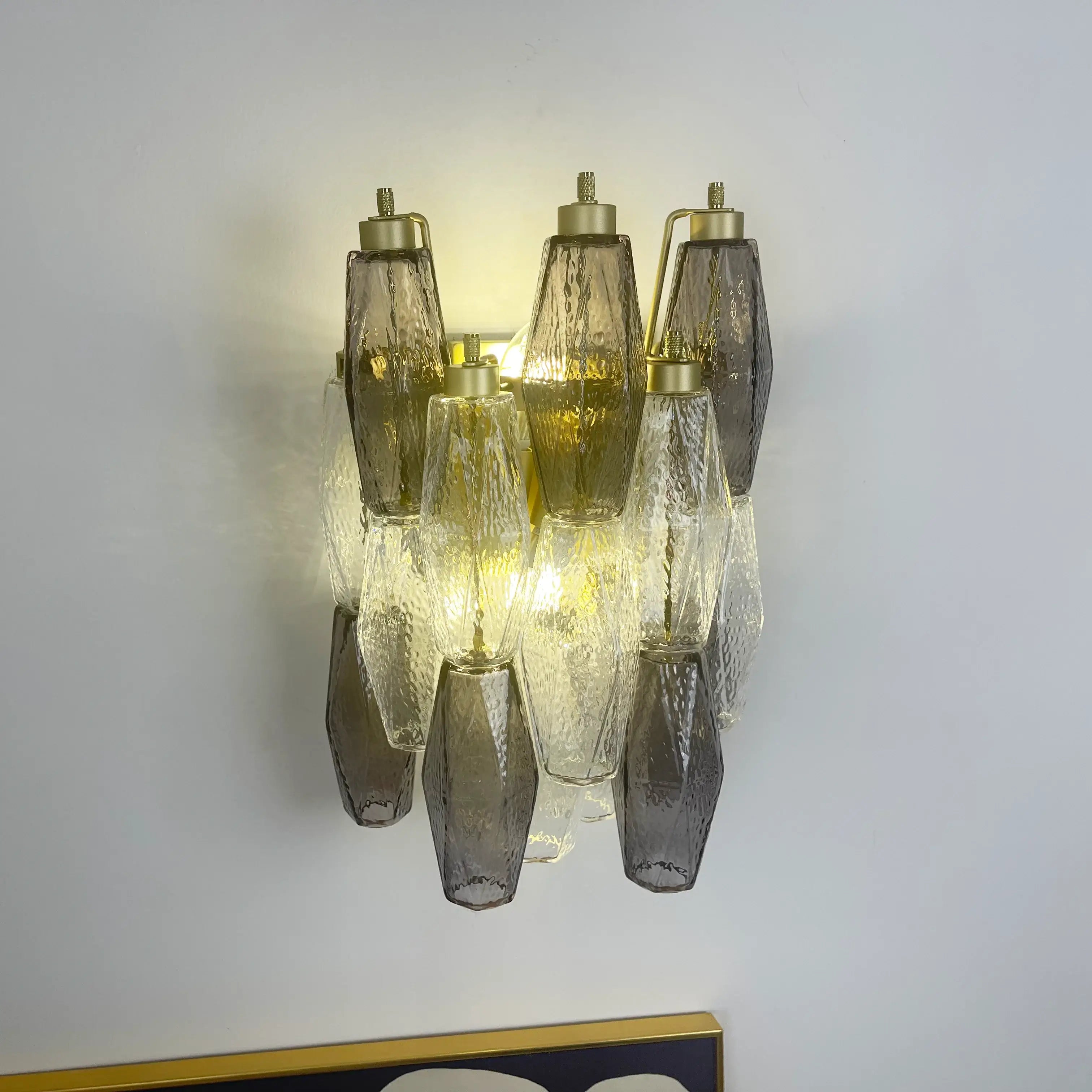 Murano Smoked Transparent Glass Wall Sconces 9.8"