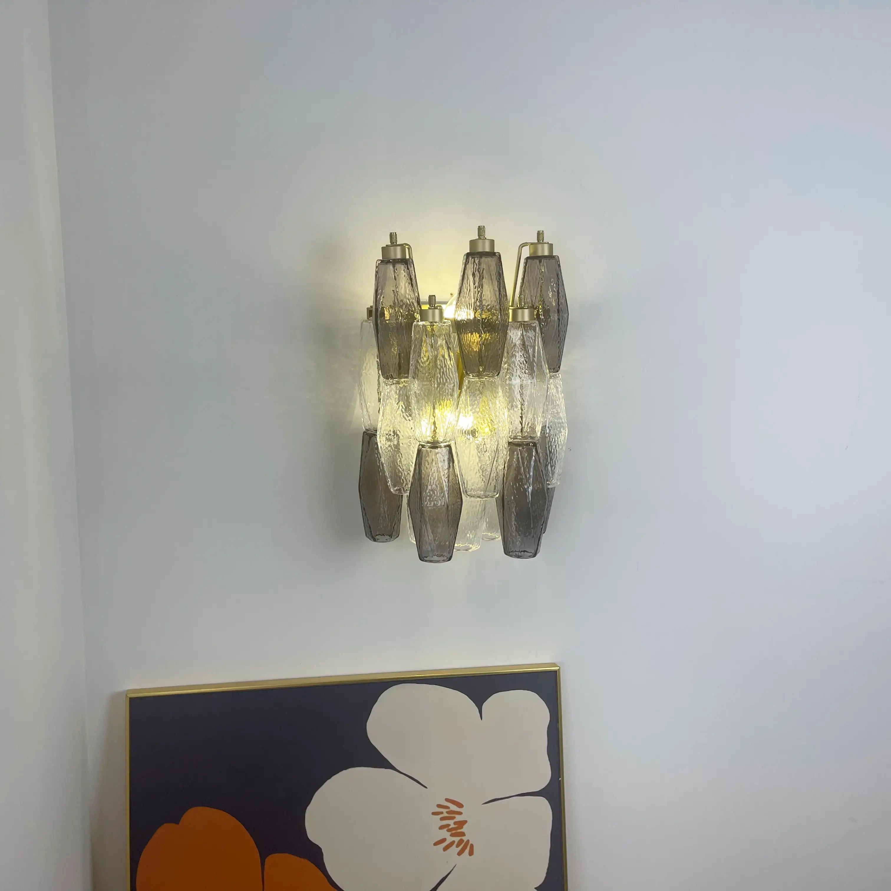 Murano Smoked Transparent Glass Wall Sconces 9.8"