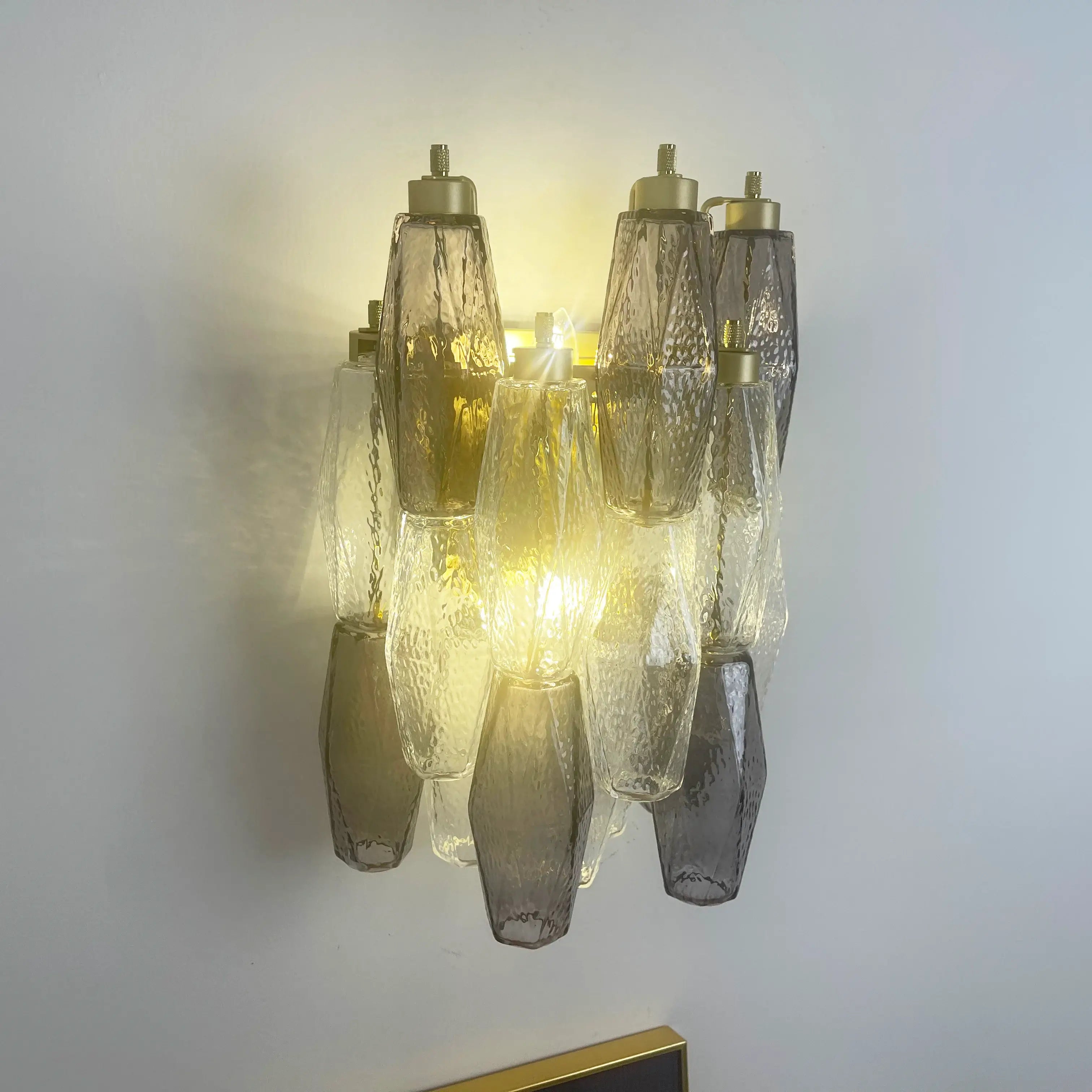 Murano Smoked Transparent Glass Wall Sconces 9.8"