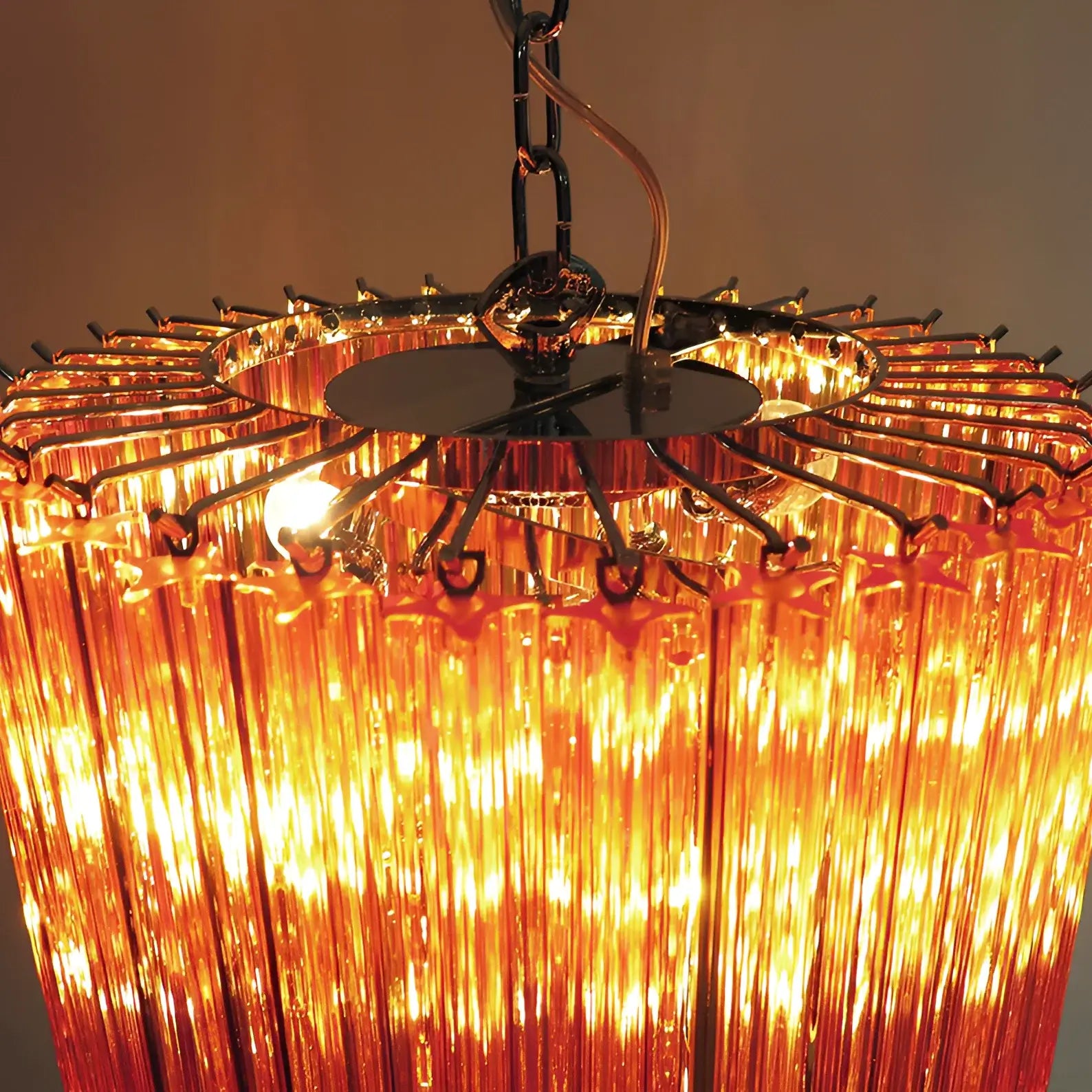 Murano Spiral Amber Prism Glass Chandelier