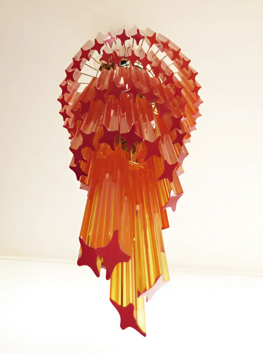 Murano Spiral Amber Prism Glass Chandelier