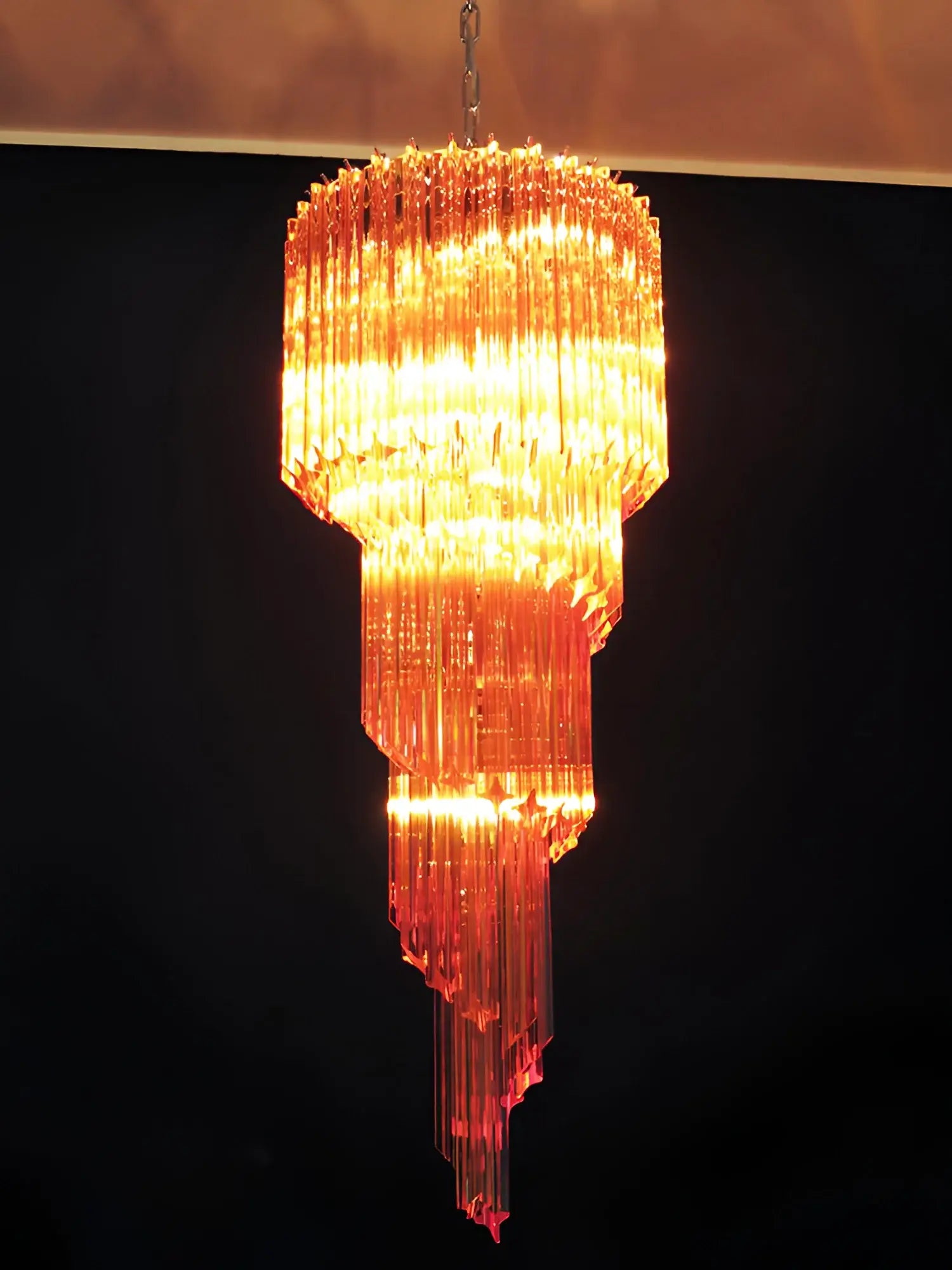 Murano Spiral Amber Prism Glass Chandelier