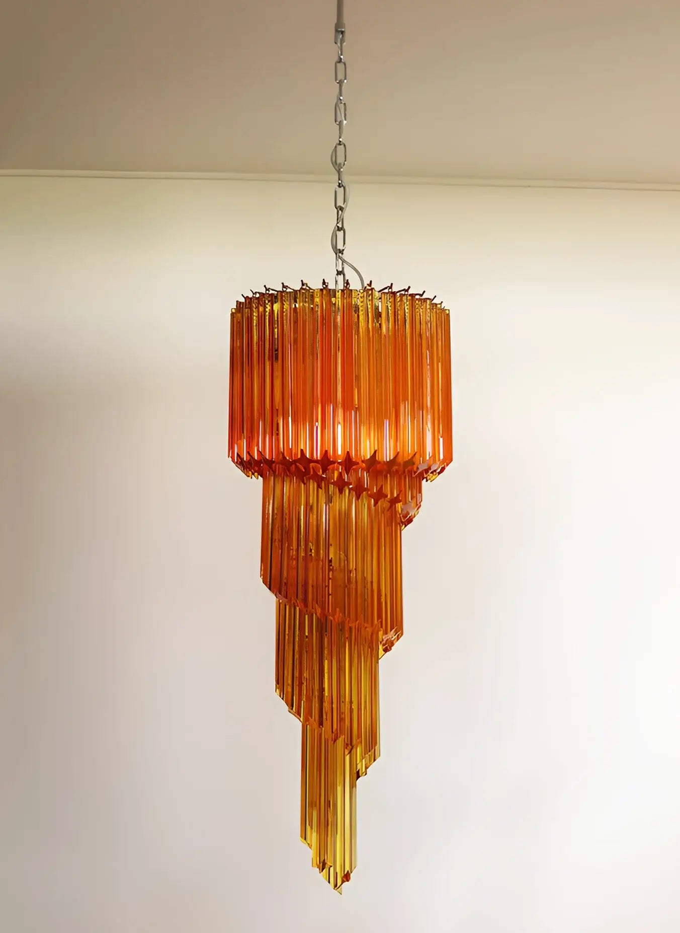 Murano Spiral Amber Prism Glass Chandelier