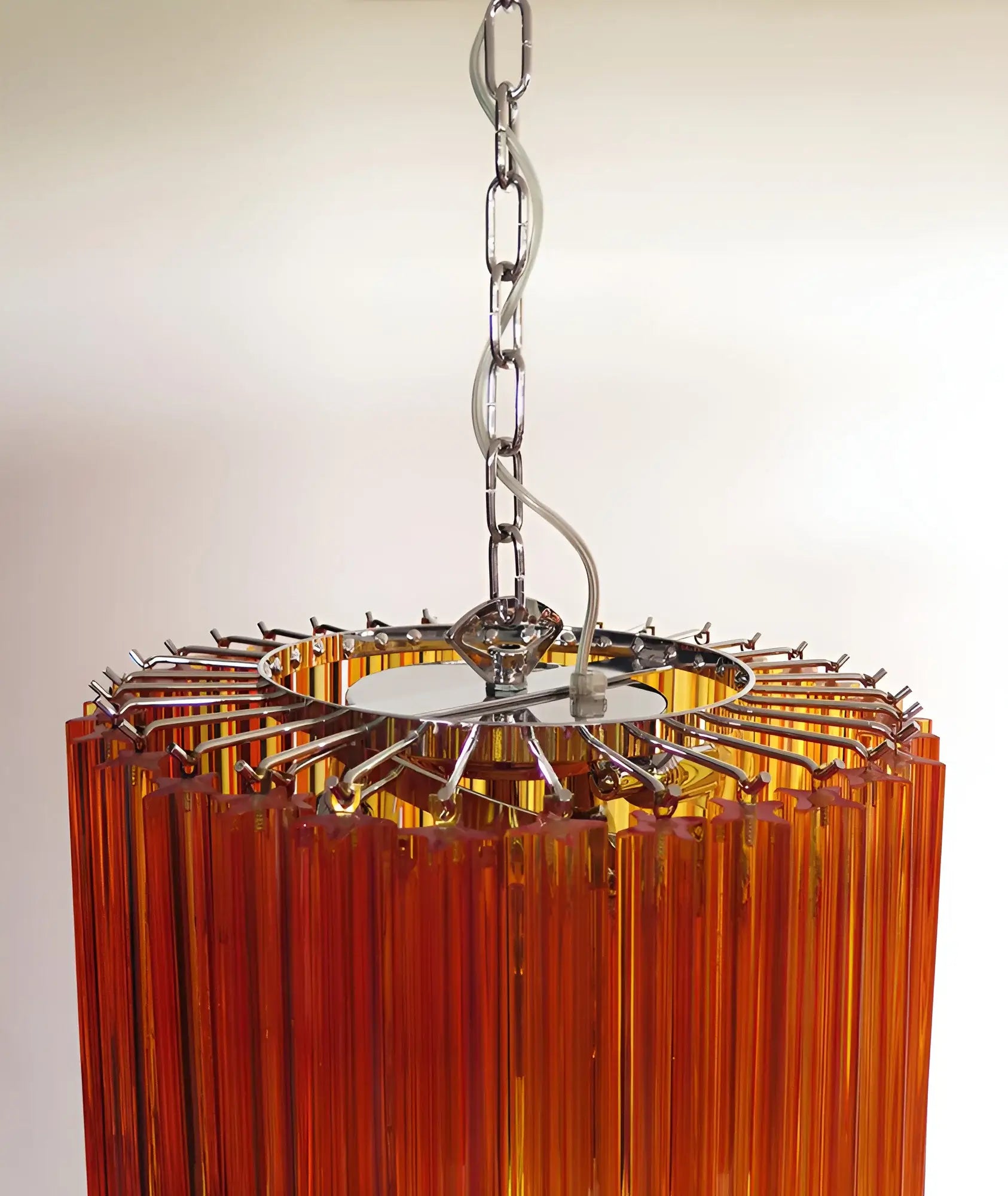 Murano Spiral Amber Prism Glass Chandelier