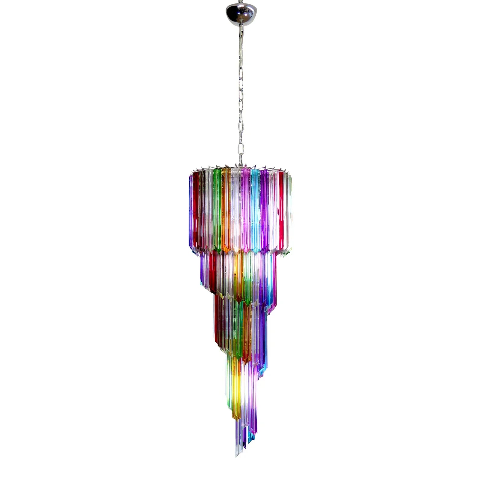 Murano Spiral Multicolor Prism Glass Chandelier