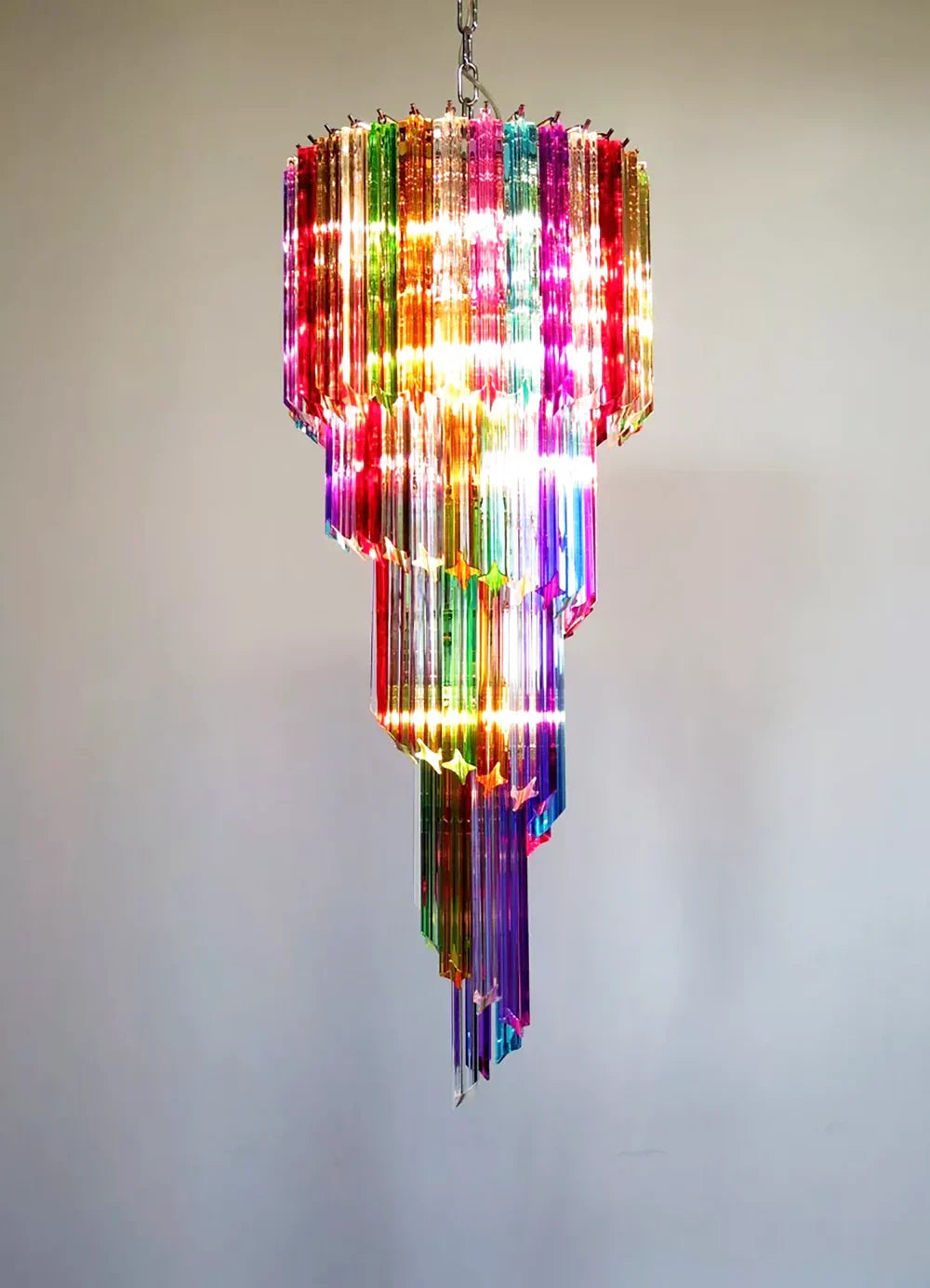 Murano Spiral Multicolor Prism Glass Chandelier
