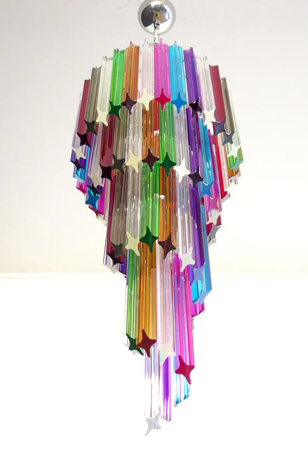 Murano Spiral Multicolor Prism Glass Chandelier