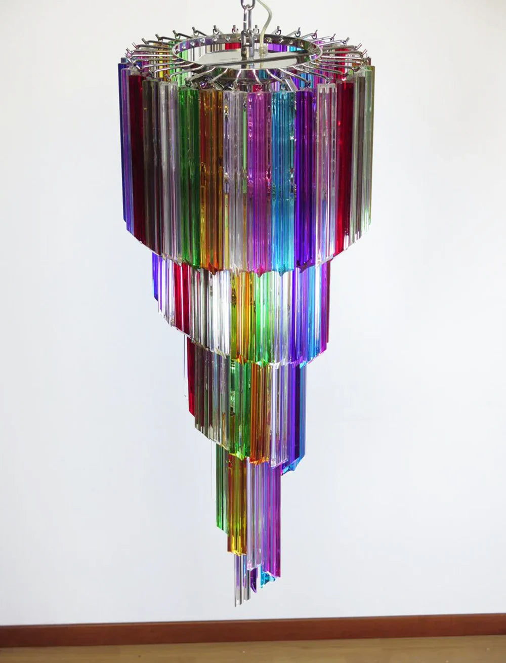 Murano Spiral Multicolor Prism Glass Chandelier