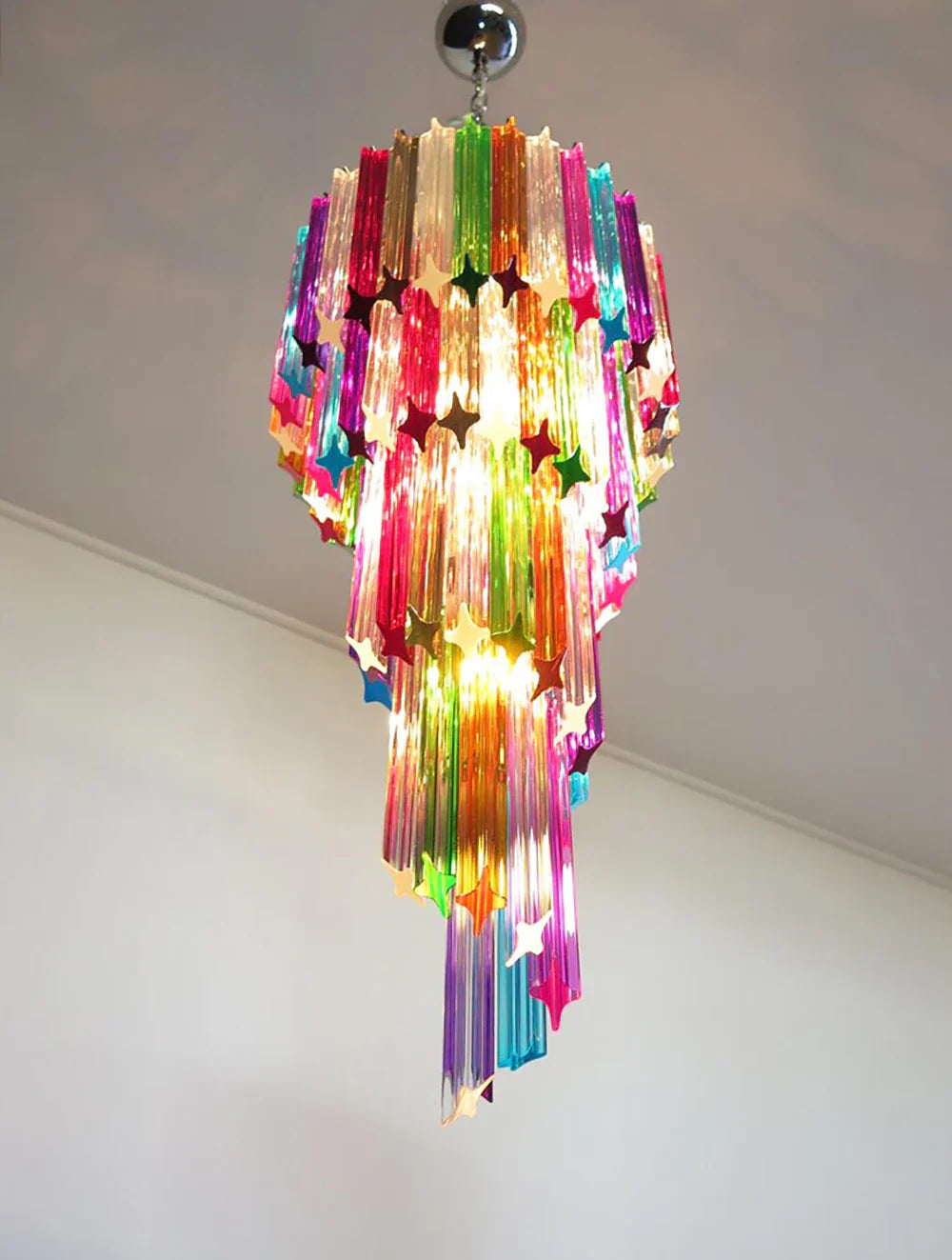 Murano Spiral Multicolor Prism Glass Chandelier