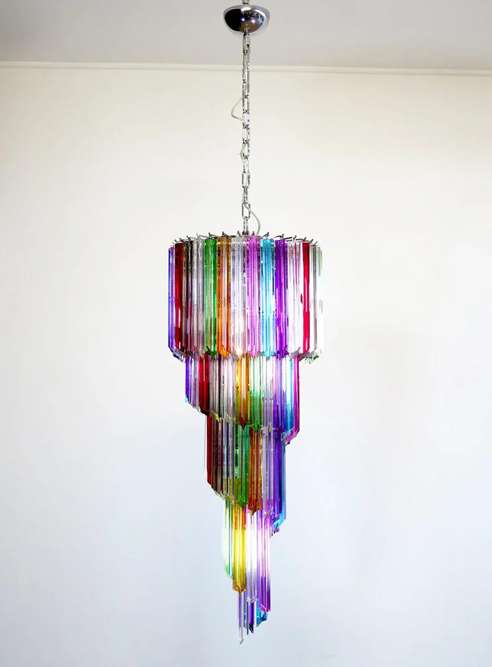 Murano Spiral Multicolor Prism Glass Chandelier