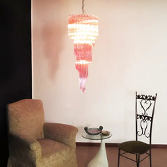 Murano Spiral Pink Prism Glass Chandelier