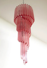 Murano Spiral Pink Prism Glass Chandelier