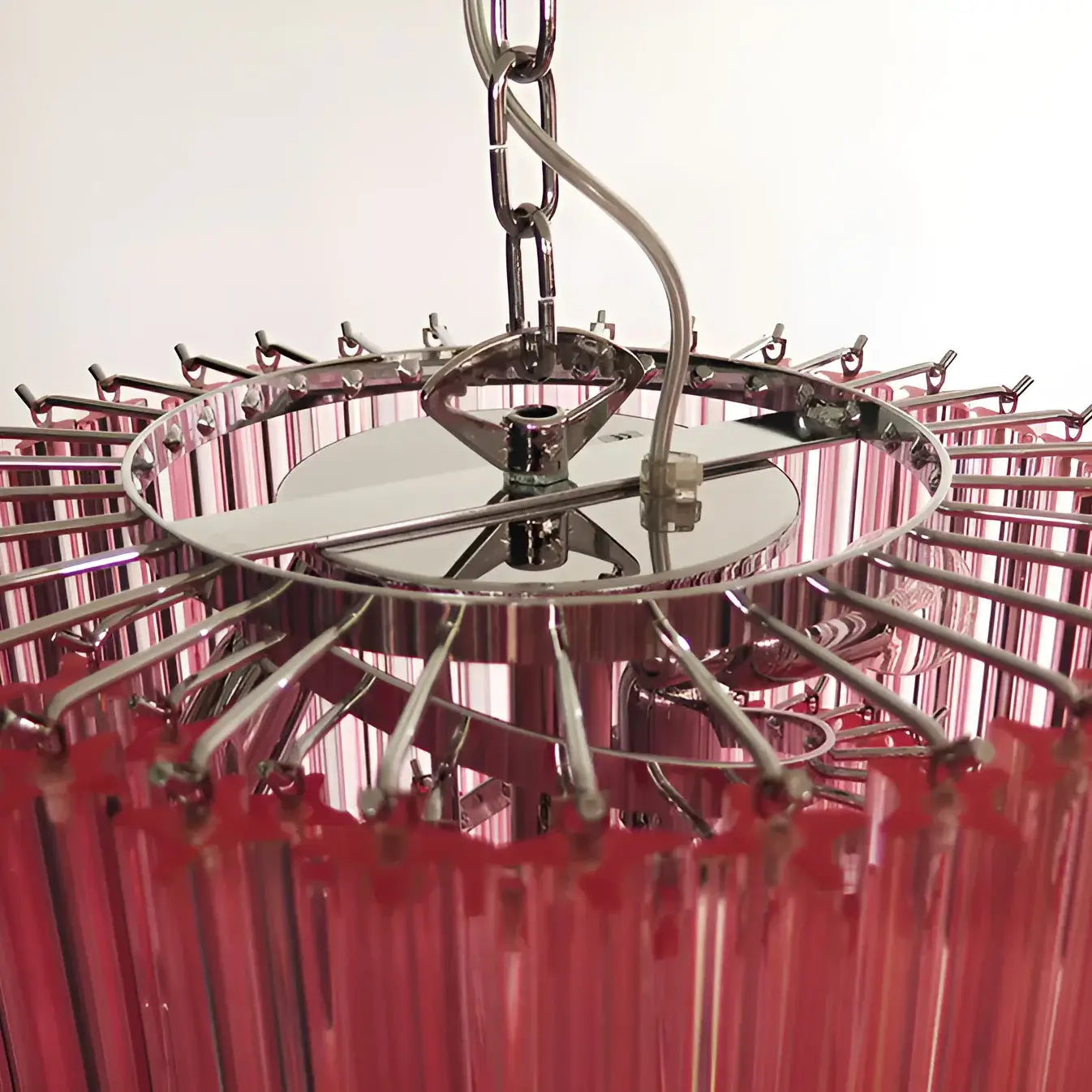 Murano Spiral Pink Prism Glass Chandelier